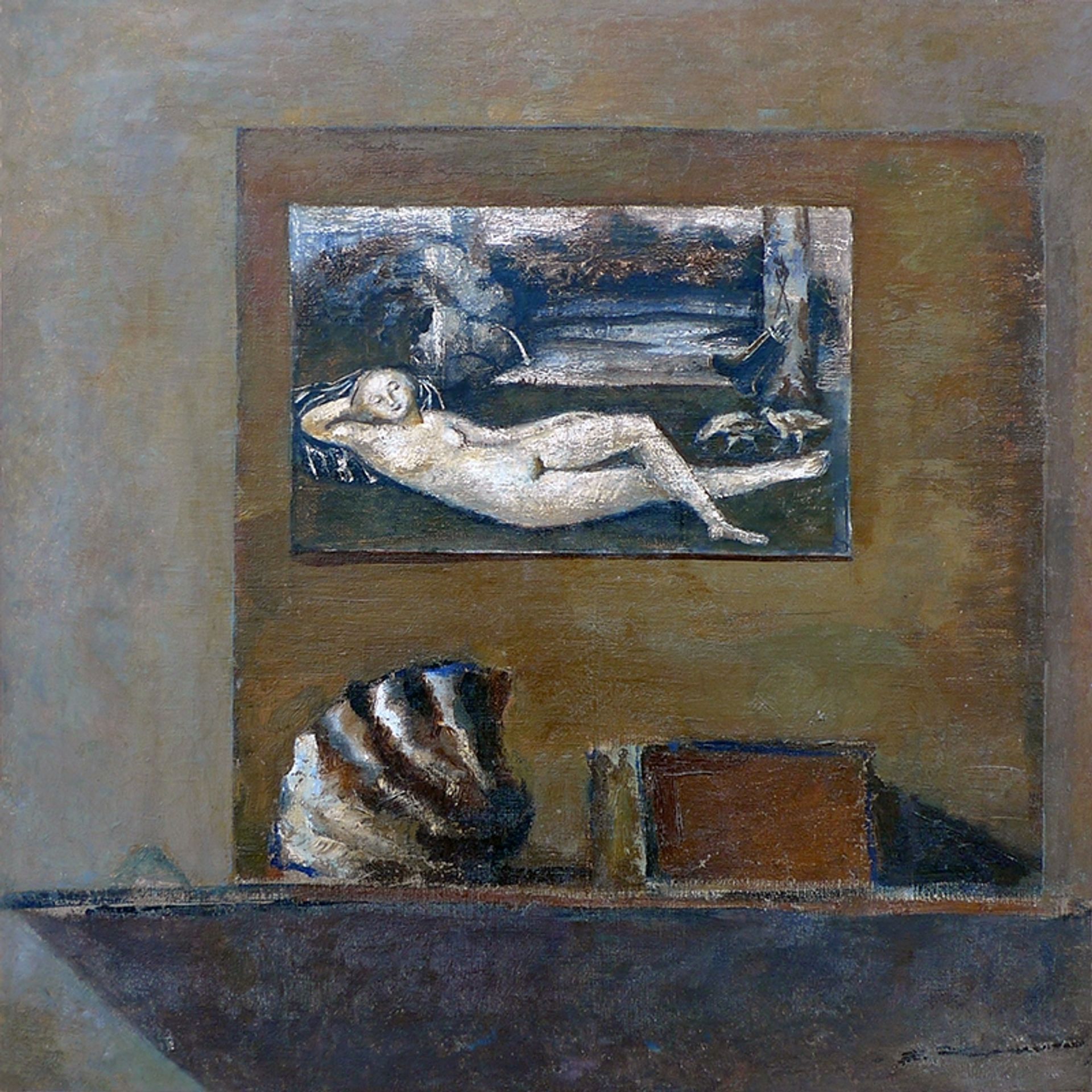 Still life with a reproduction of Lucas Cranach by Valentin Khrushch