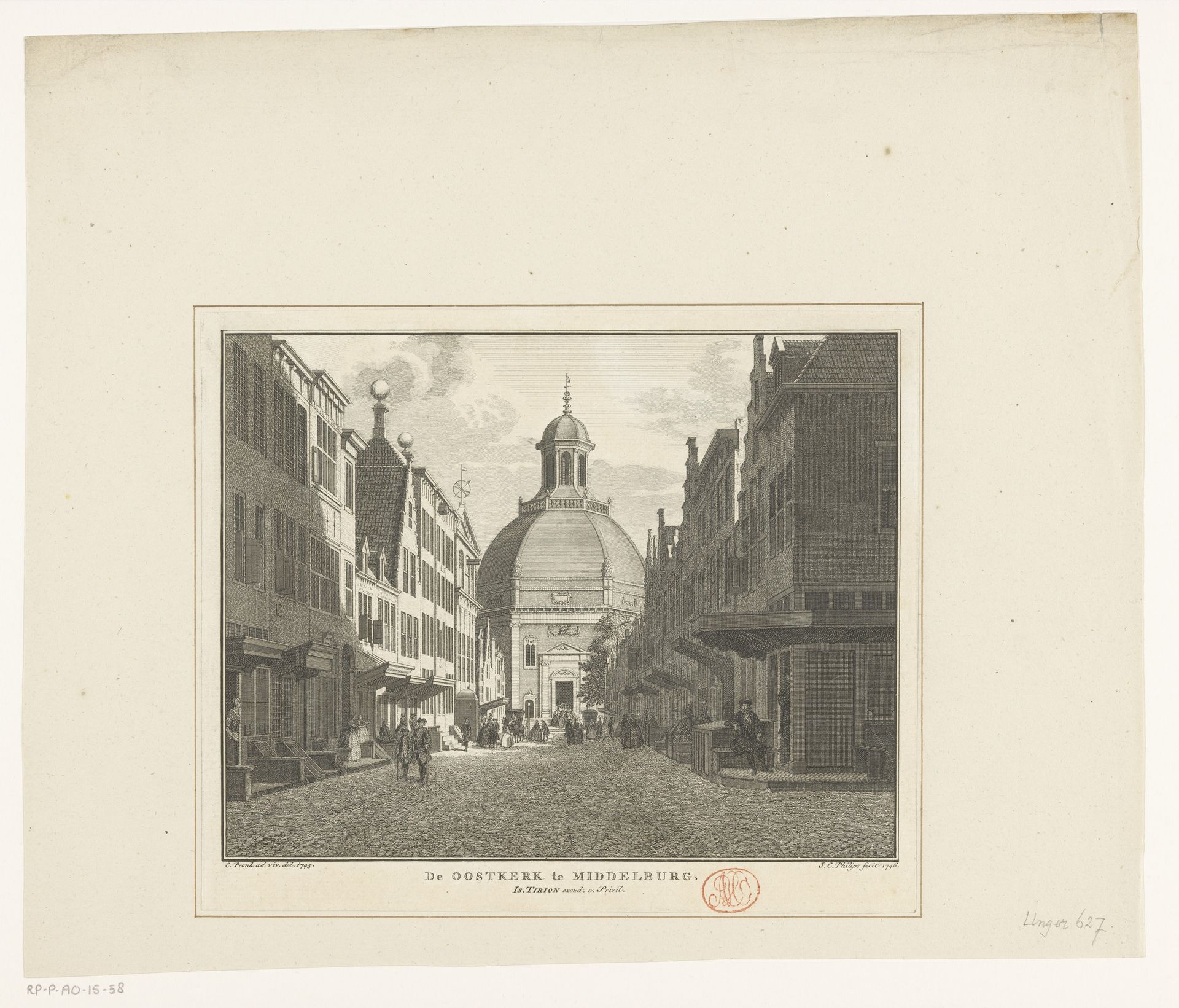 Gezicht op de Oostkerk te Middelburg, 1743 by Jan Caspar Philips