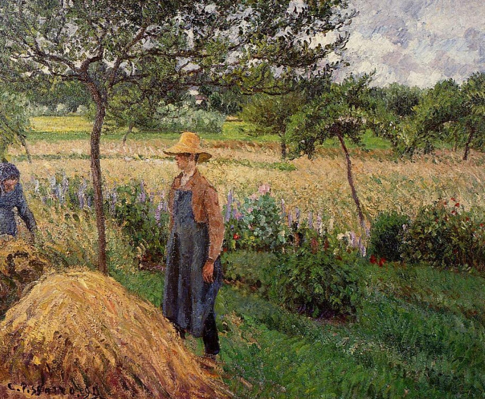 Grey Weather, Morning with Figures, Eragny by Camille Pissarro
