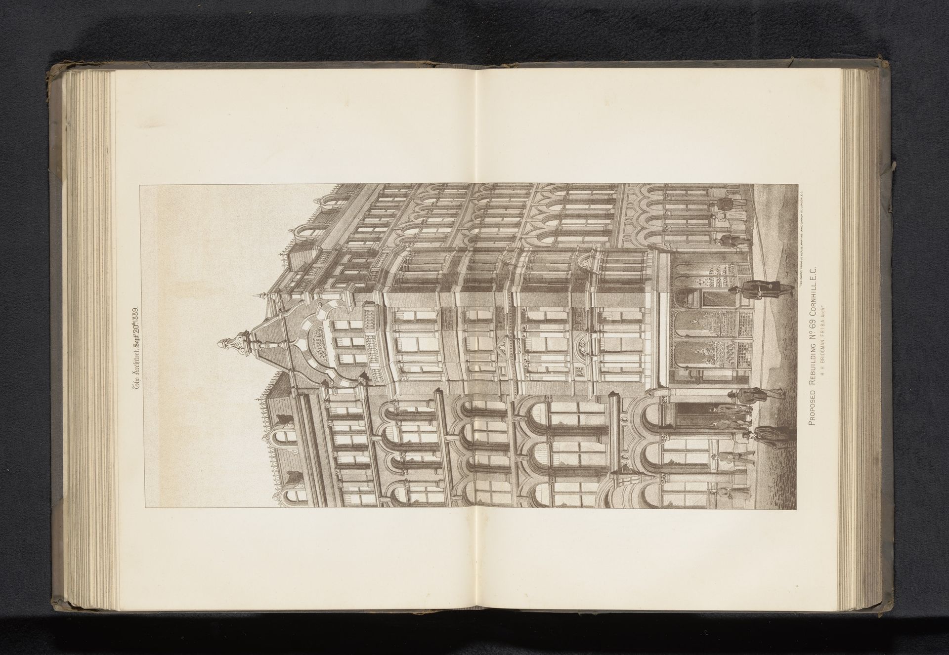 Reproductie van een ontwerp van een bouwplan voor Cornhill 69 te Londen by Sprague & Co.