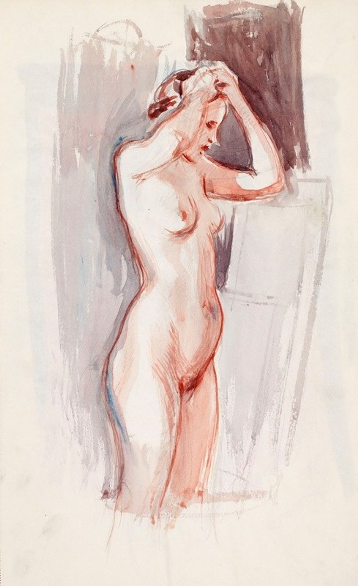 Seisova alaston malli, luonnos by Magnus Enckell