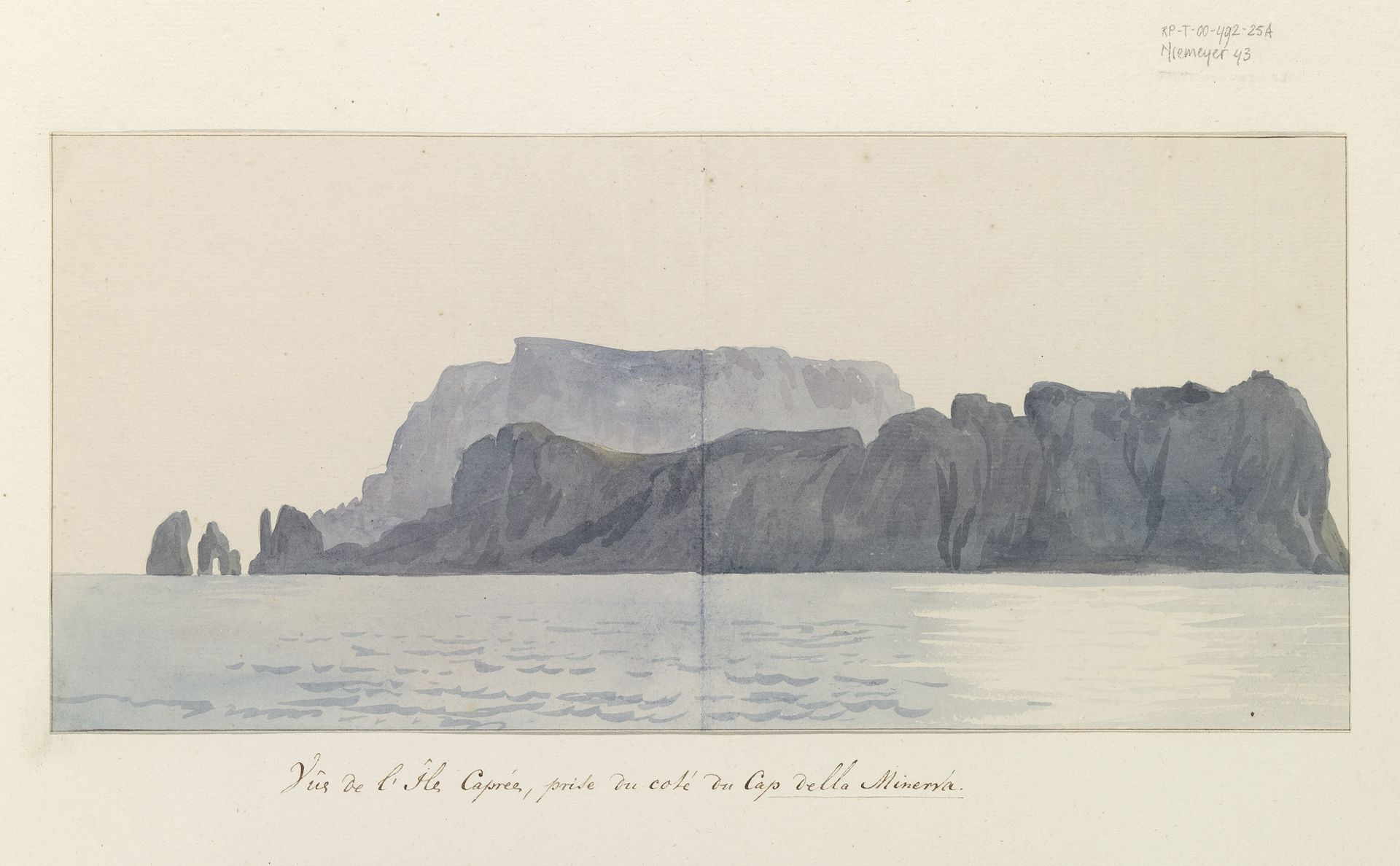 Gezicht op eiland Capri vanaf kust Kaap Minerva by Louis Ducros