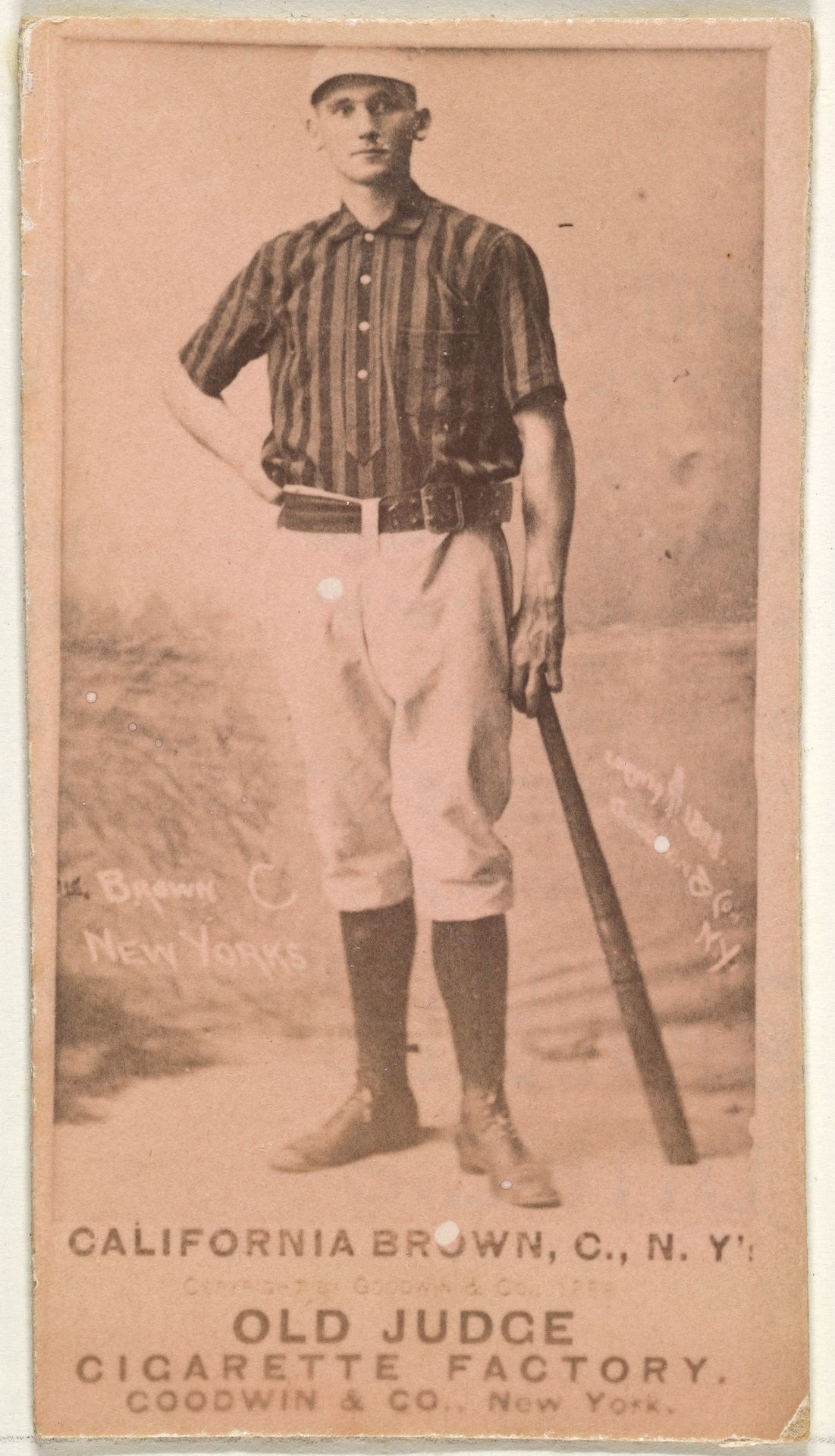 William "California" Brown, Catcher, New York, from the Old Judge series (N172) for Old Judge Cigarettes by Goodwin & Company