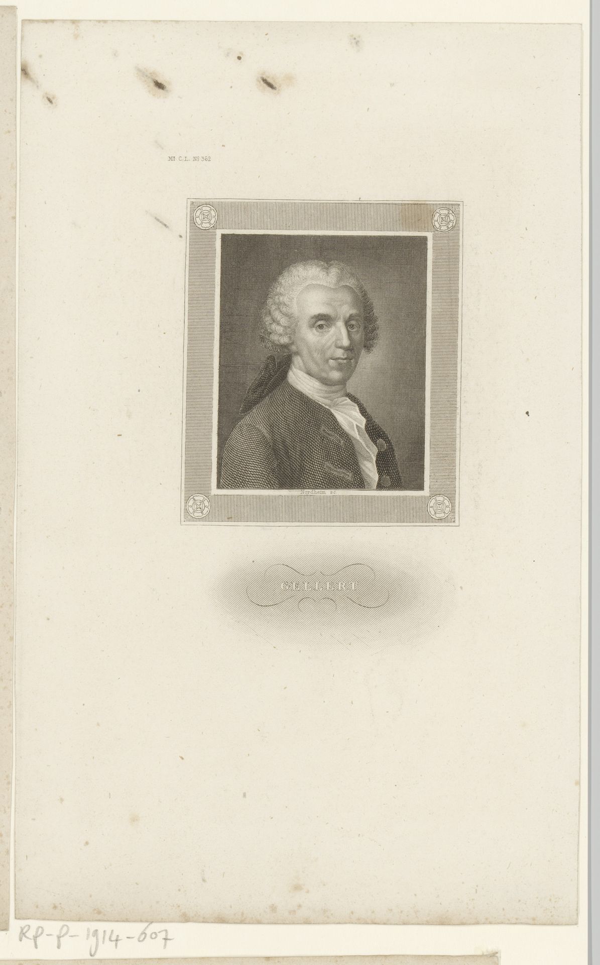 Portret van Christian Fürchtegott Gellert by Johann Georg Nordheim