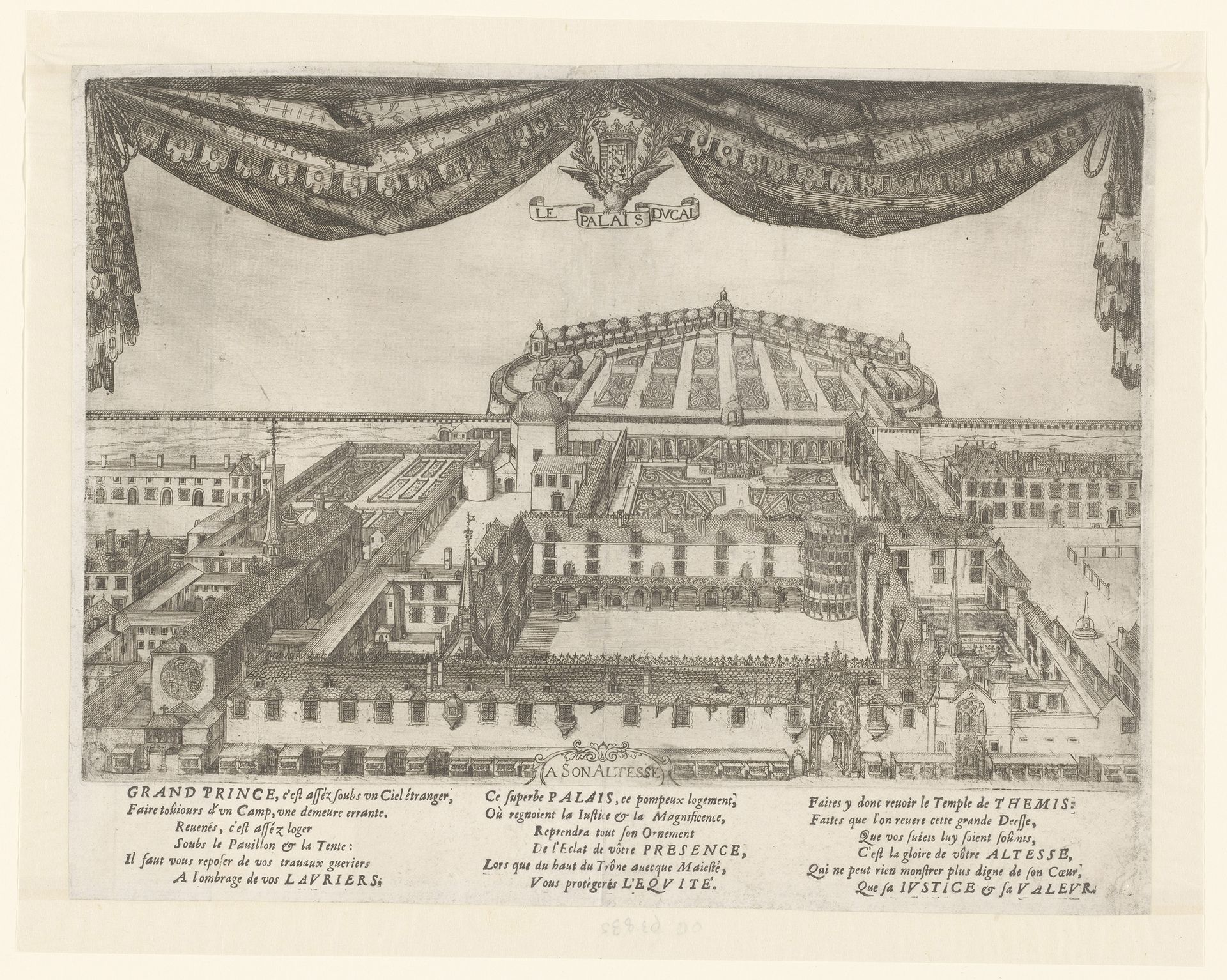 Gezicht op het hertogelijk paleis te Nancy by Claude Déruet