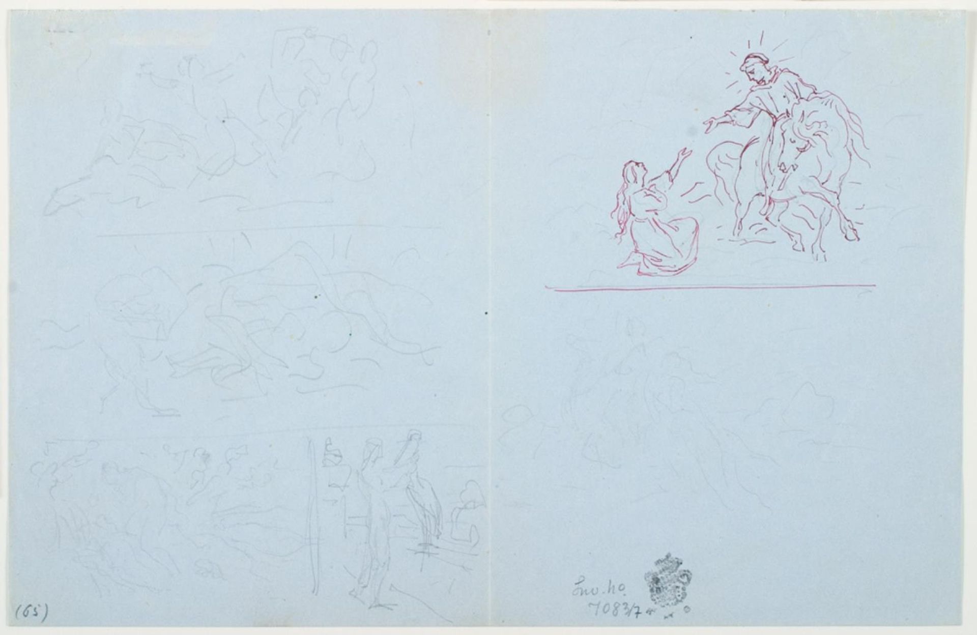 Forskellige illustrationsudkast til H.C. Andersen, "Dynd-Kongens Datter" by Lorenz Frølich