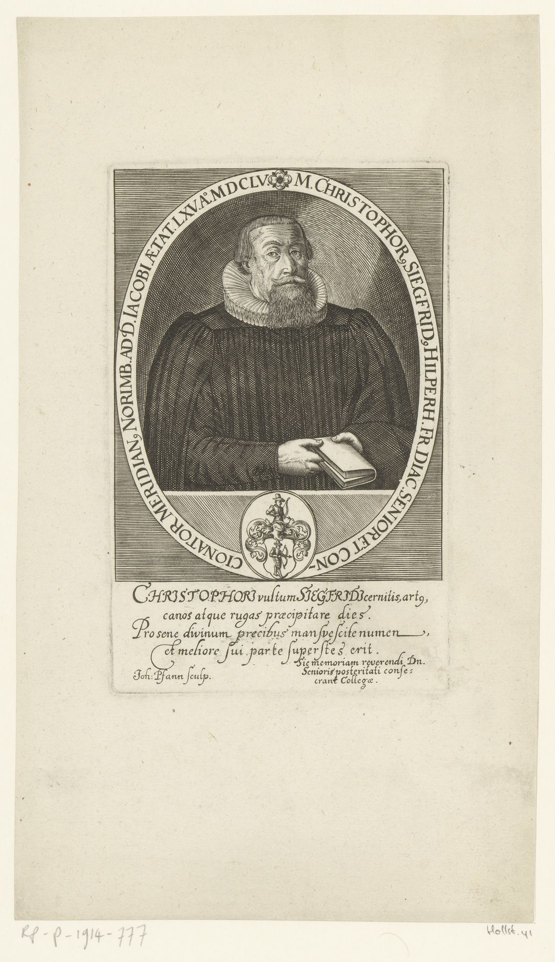 Portret van Christoph Siegfried by Johann Pfann