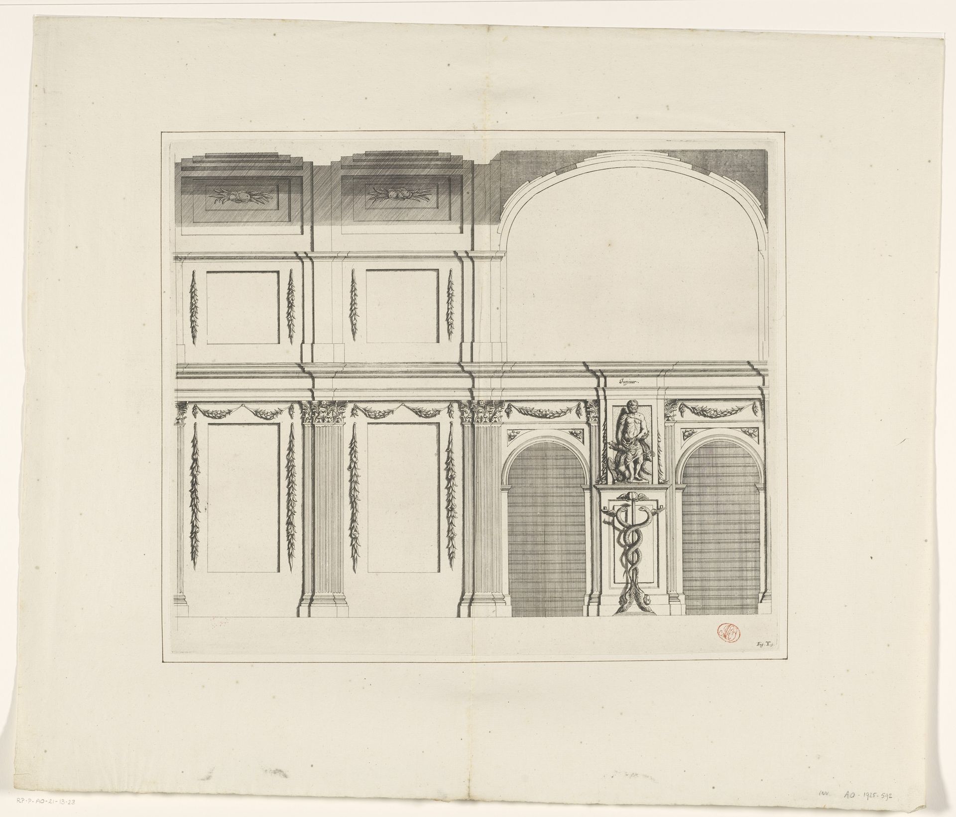 Zuidelijke galerij in het Stadhuis op de Dam (rechterdeel) by Dancker Danckerts