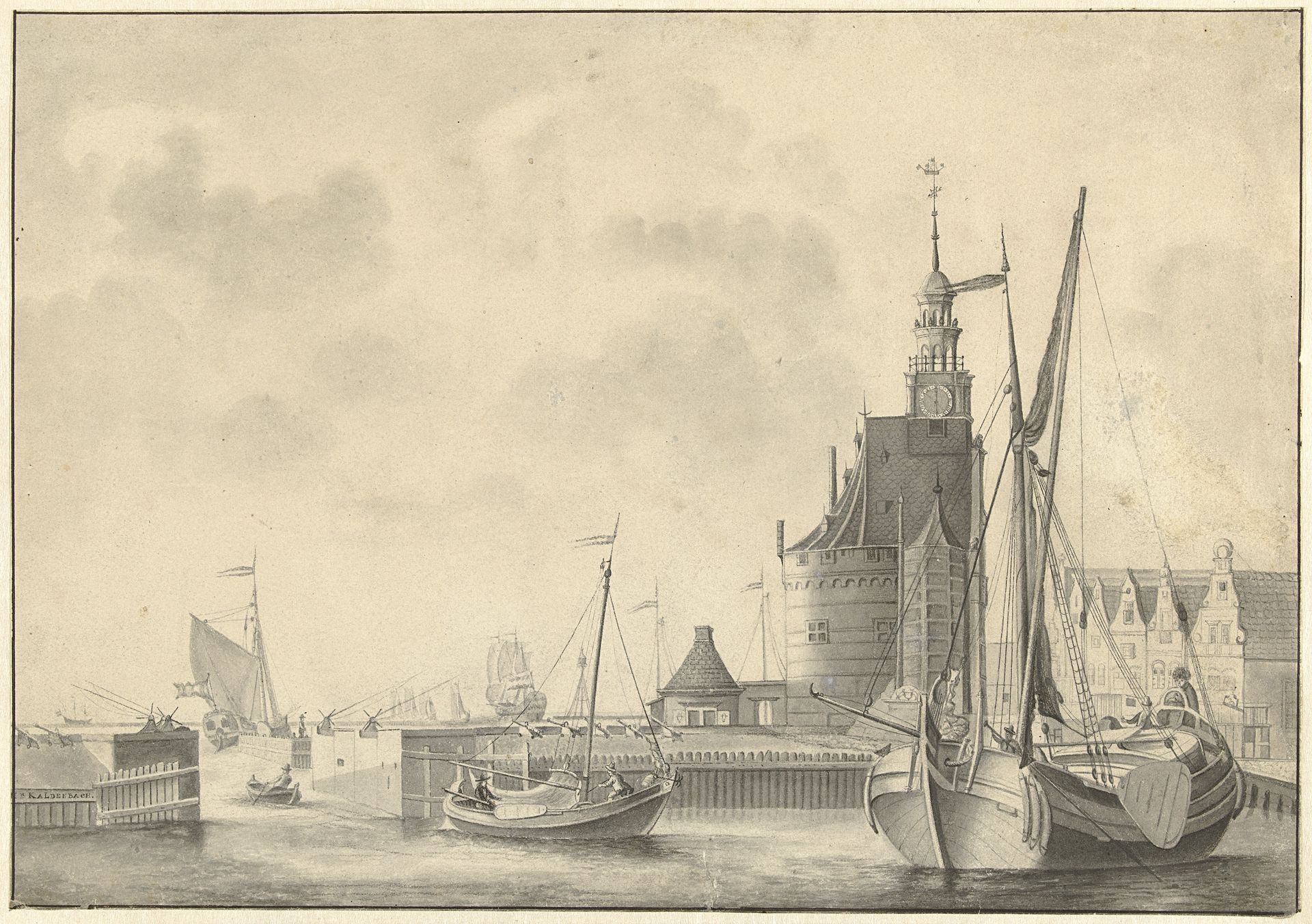 De haven te Hoorn by Johan Antonie Kaldenbach