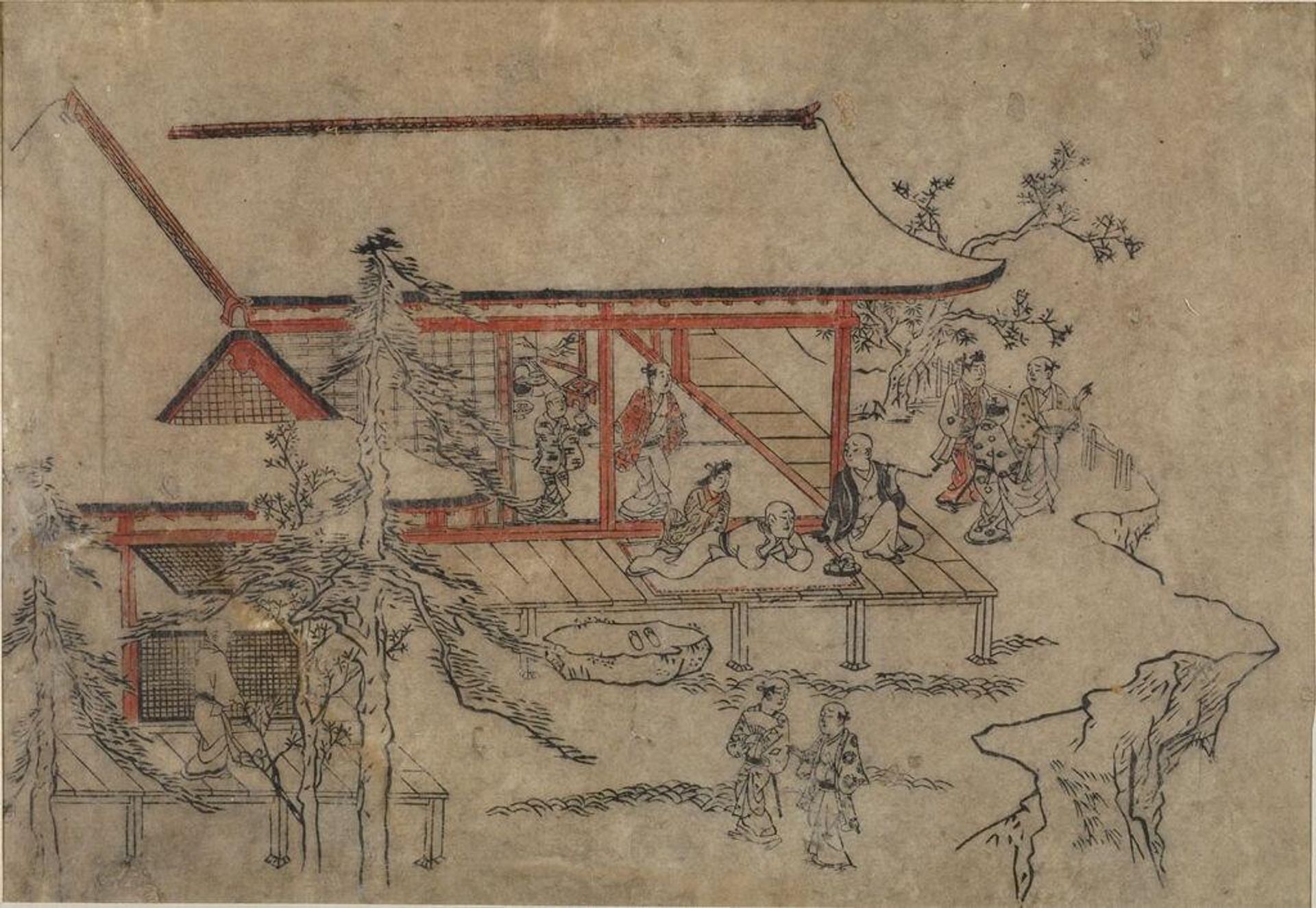 Temple Garden by Attributed to Hishikawa Moronobu è±å·å¸«å®£