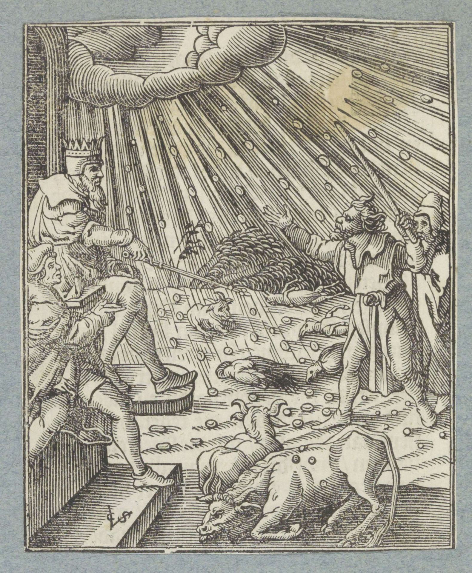 Plaag van hagel en onweer by Christoffel van (II) Sichem