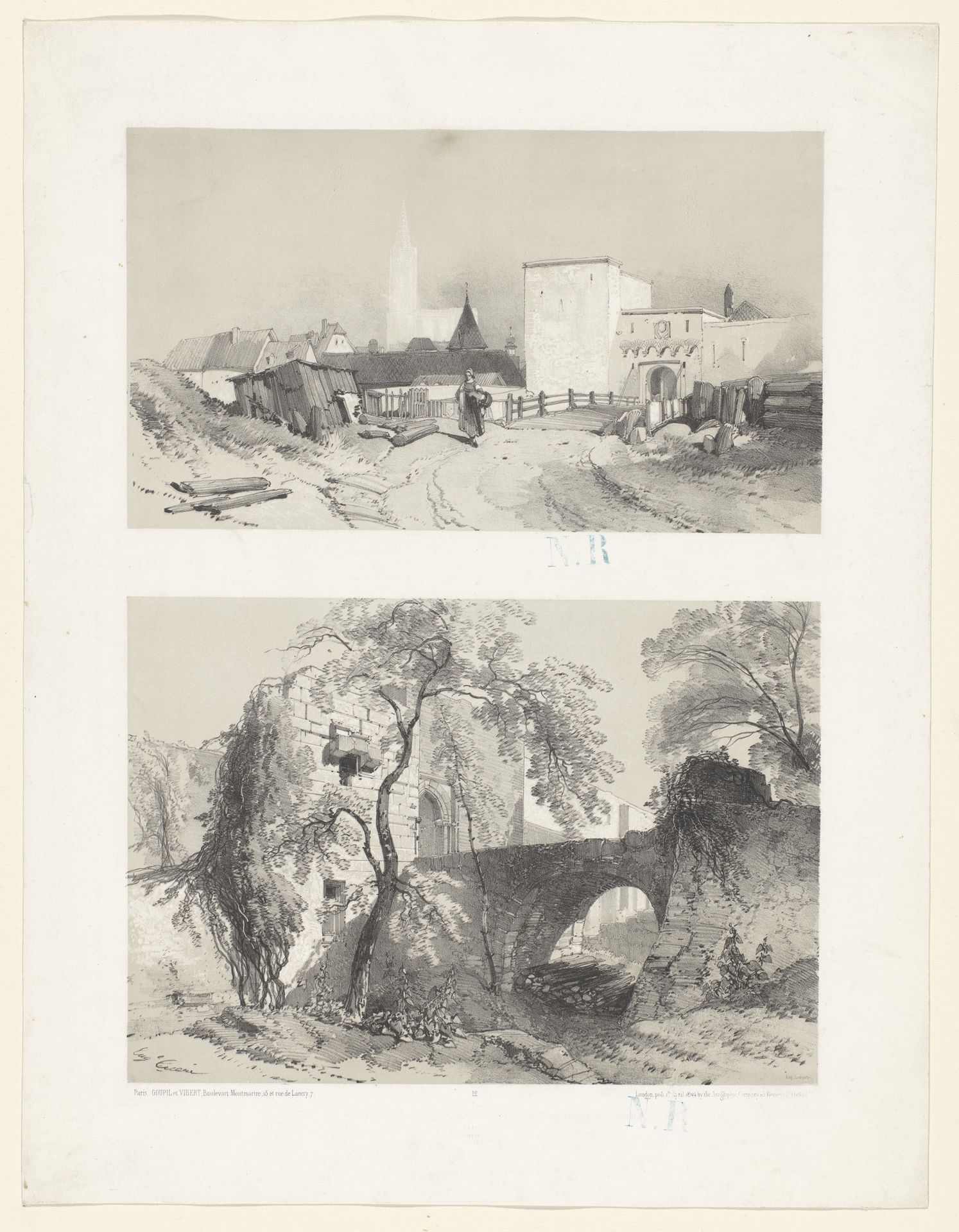 Zicht op een stadspoort by Eugène Cicéri