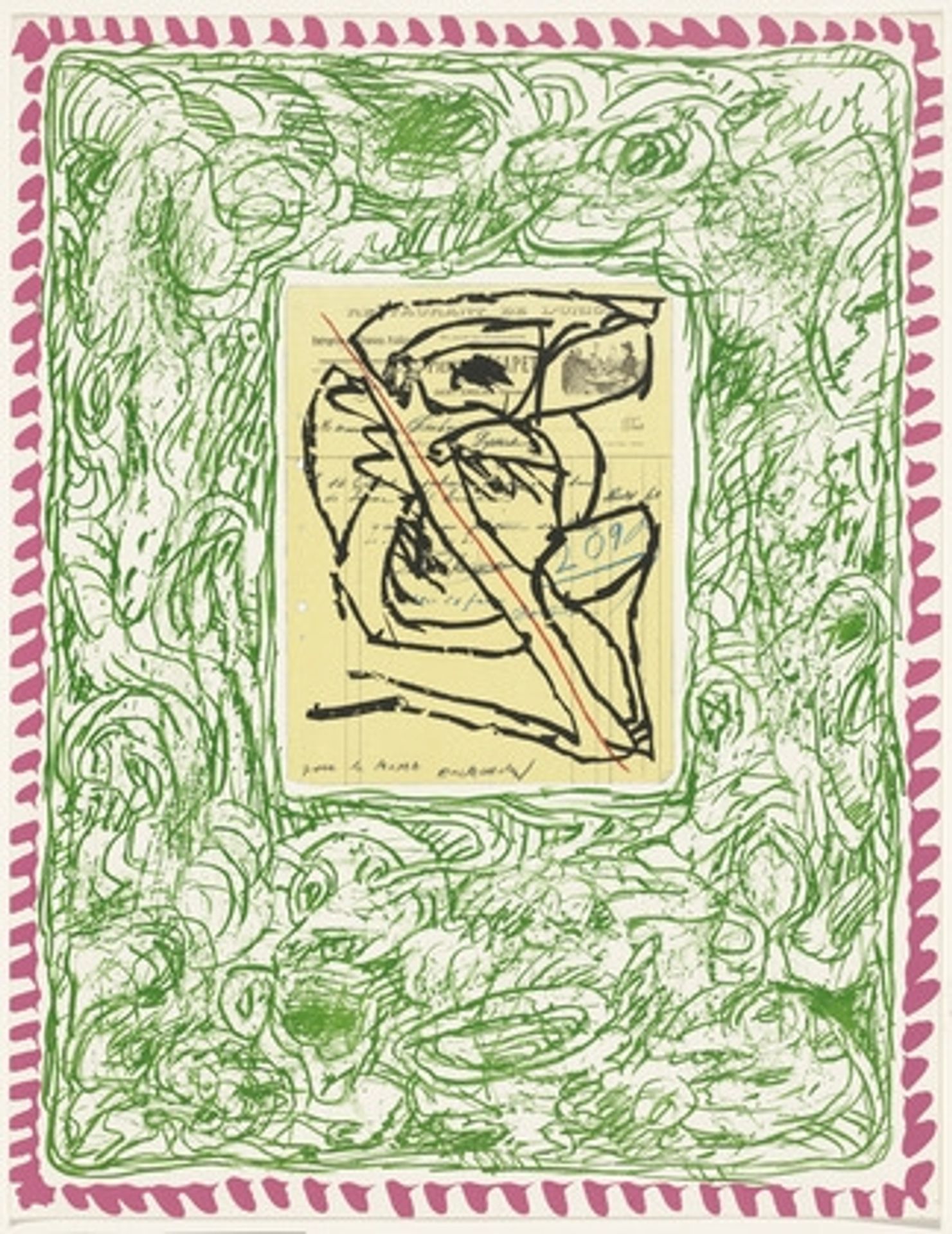 Plate II from the portfolio Papiers Traités by Pierre Alechinsky