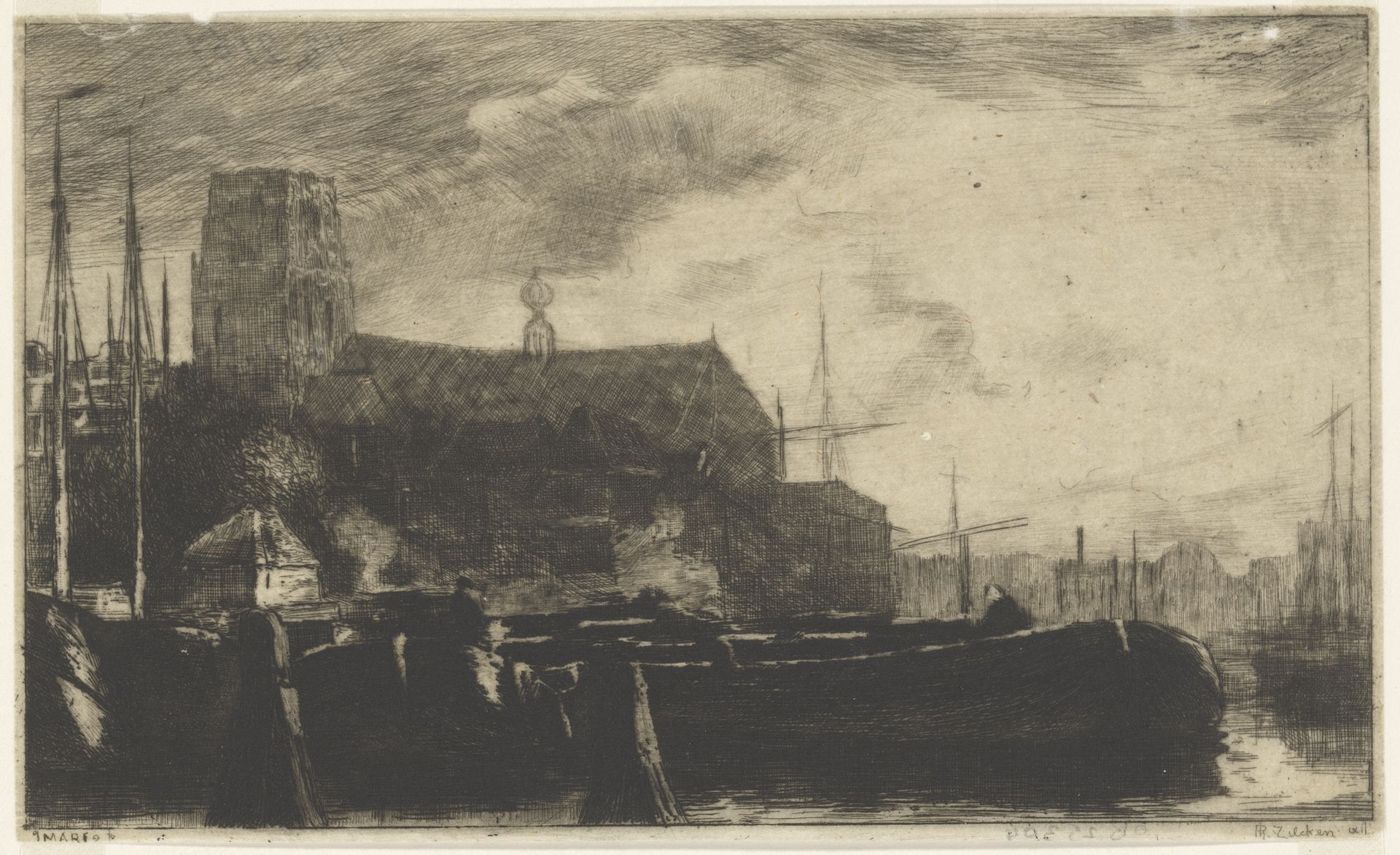 Gezicht op Dordrecht by Philip Zilcken