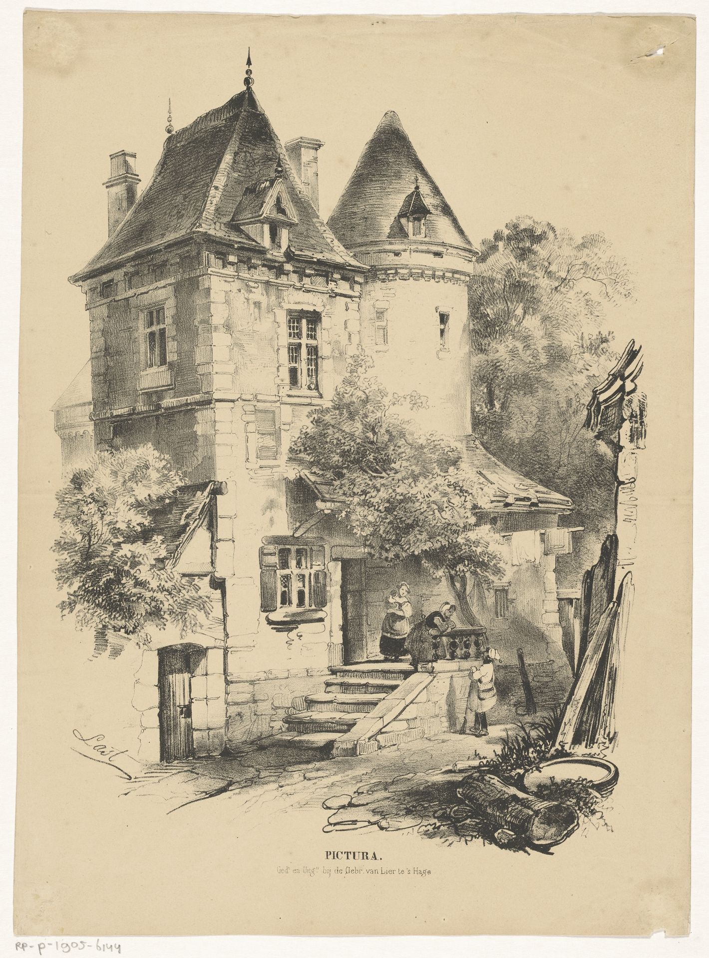 Dienstingang van een kasteel of woonhuis by Carel Christiaan Antony Last