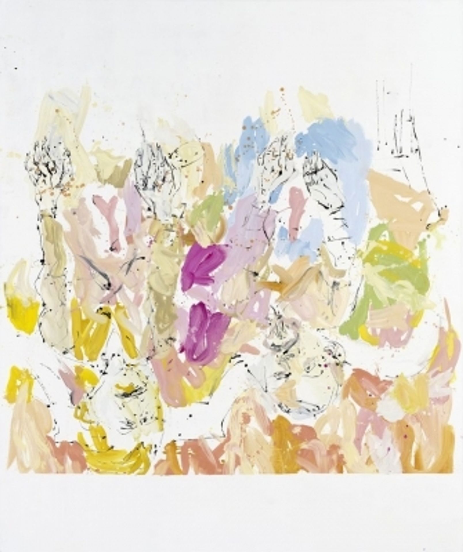 Anselm hatte eine Marienerscheinung, er sah die Madonna in beige blauem Kleid, hier trägt sie nur eine blaue Schürze by Georg Baselitz