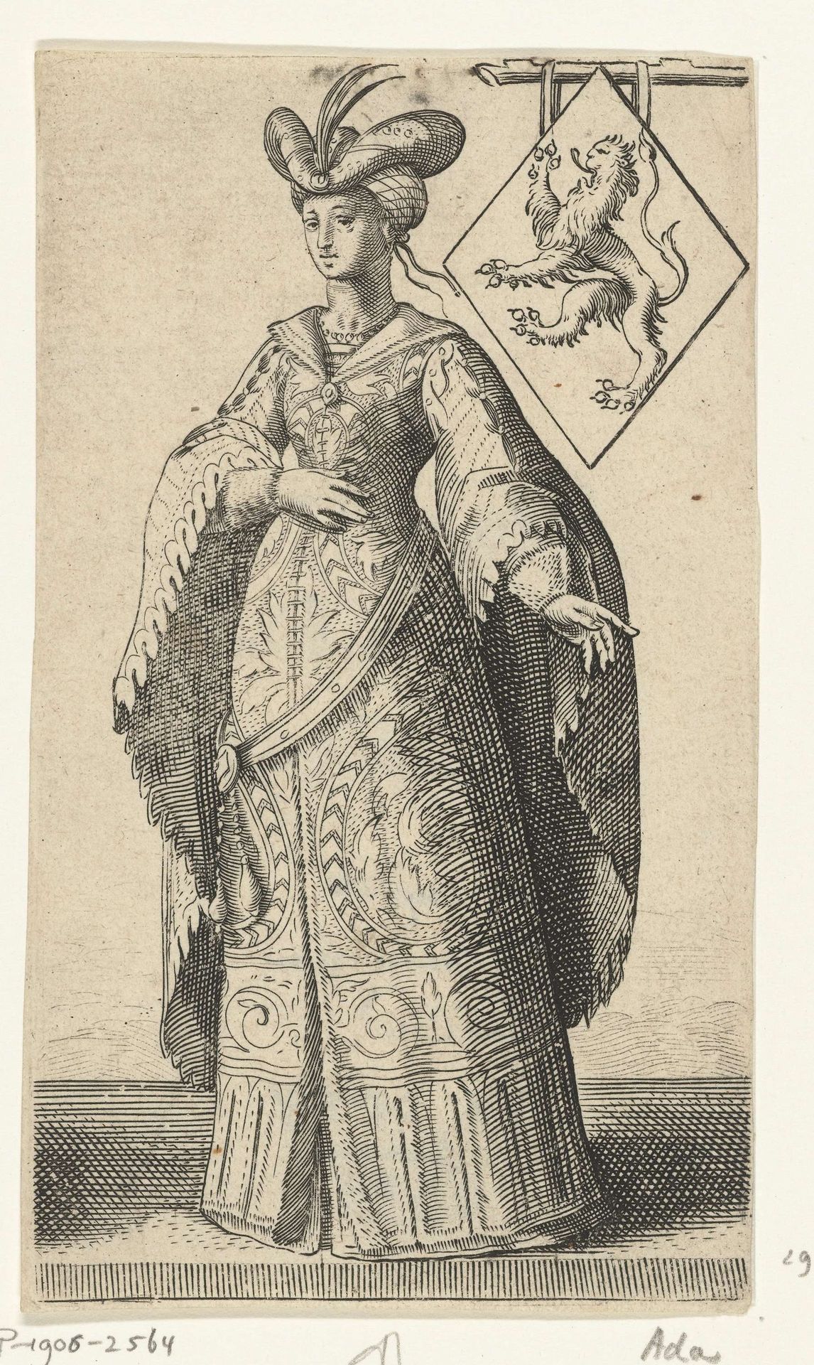 Portret van Ada, gravin van Holland by Adriaen Matham
