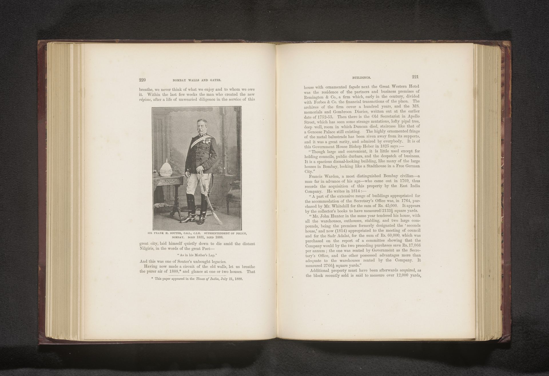 Sir Frank H. Souter, C.S.I., superintendent of police, Bombay. Born 1831, died 1888 by Anonymous