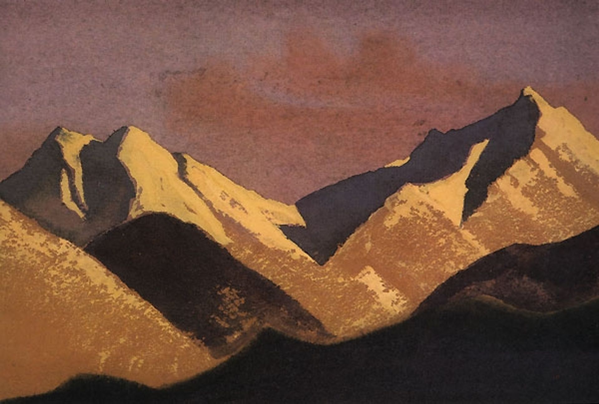 Himalayas. Mountains lit by sunset. by Nicholas Roerich