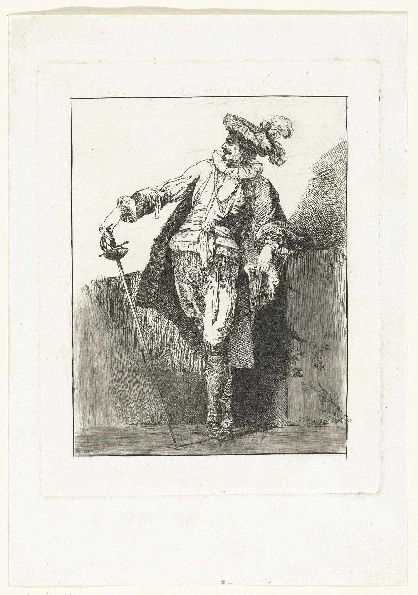 Edelman met degen en baret by Michel Barthélémy Ollivier