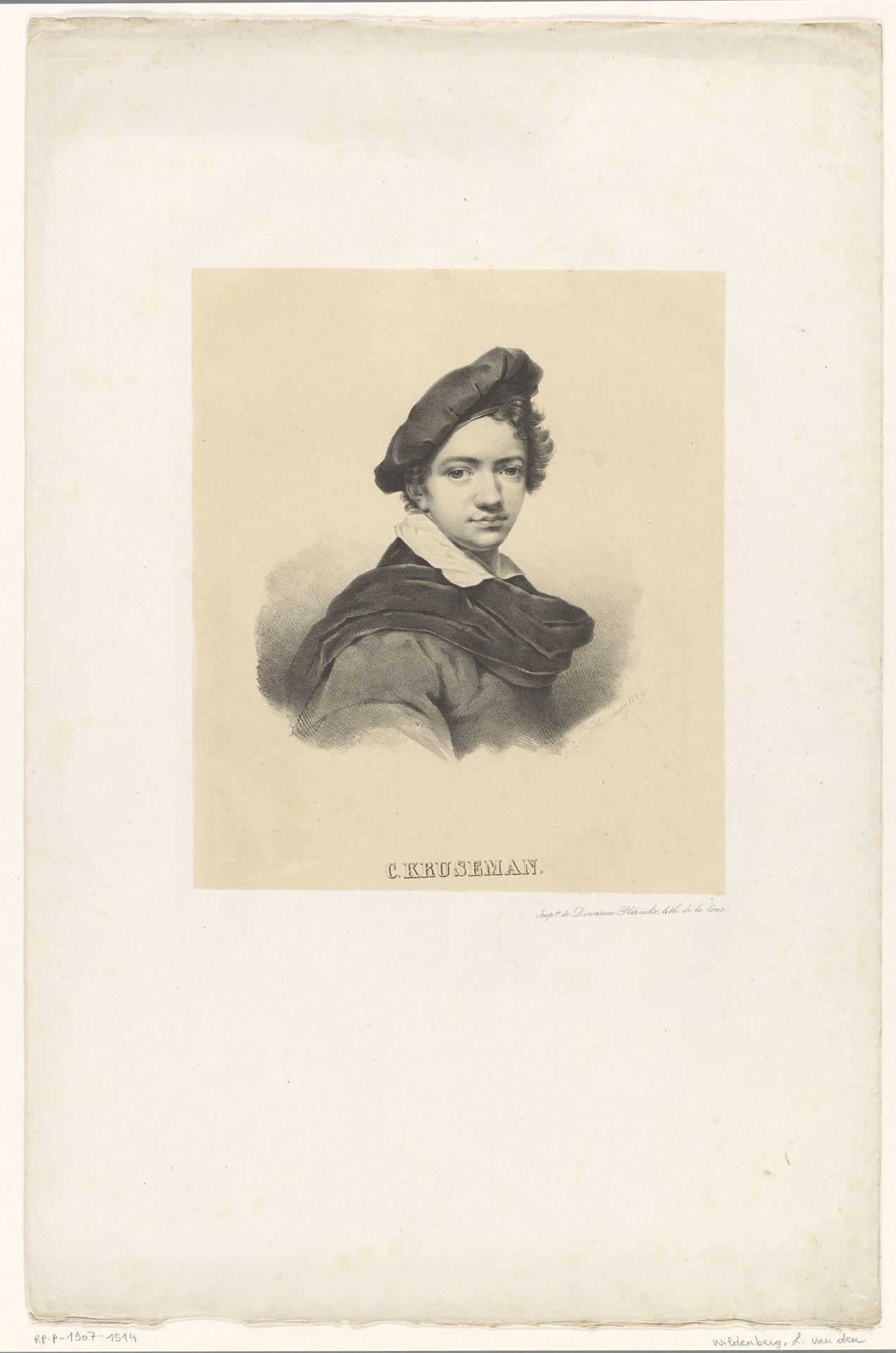 Portret van Cornelis Kruseman by L. van de Wildenberg