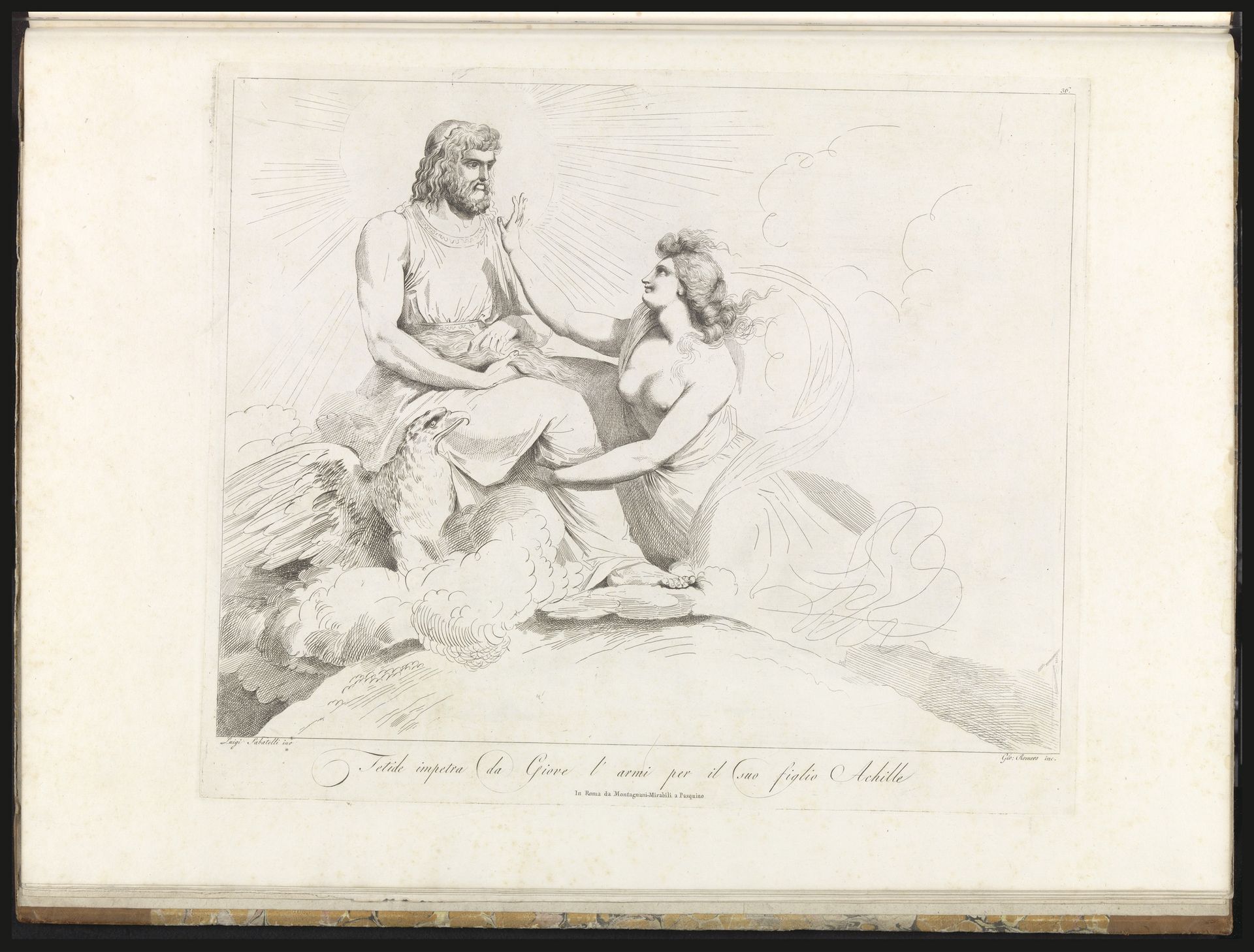 Thetis pleit bij Jupiter voor Achilles by Giovanni Battista Romero