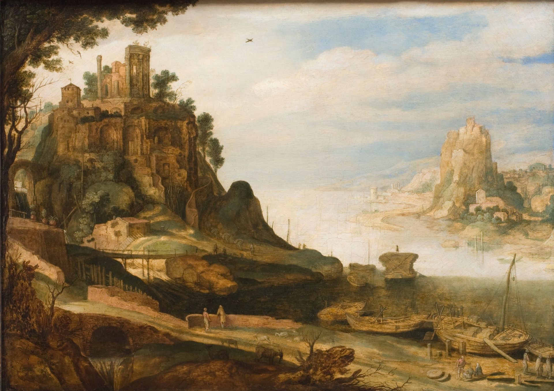 Coast Landscape with the so-called Temple of Sibyl at Tivoli by Willem van Nieulandt d.Y.