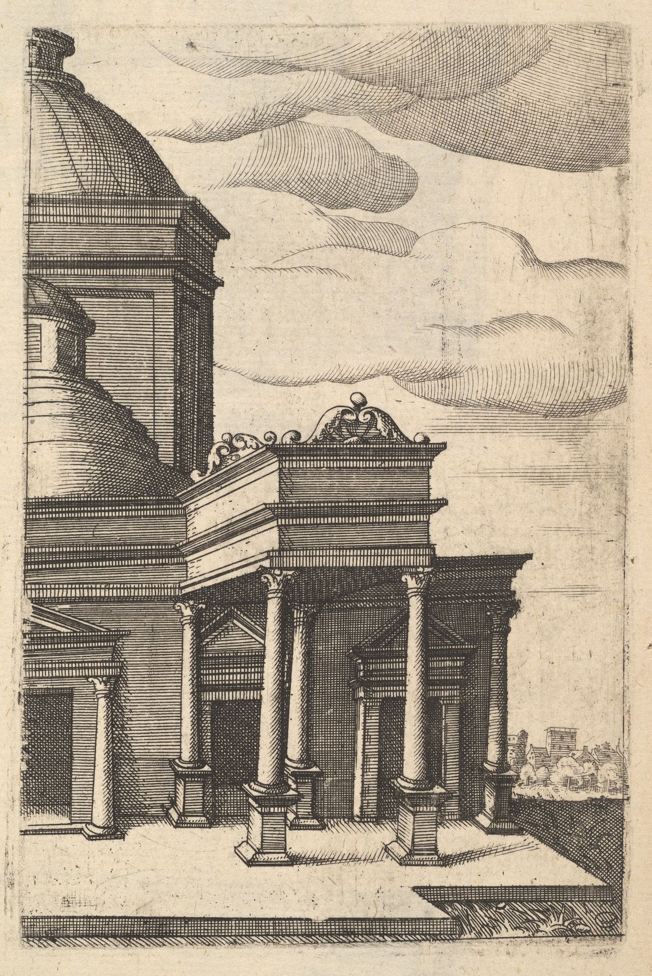 Partial view of a Building [Templum Veneris] from the series 'Ruinarum variarum fabricarum delineationes pictoribus caeterisque id genus artificibus multum utiles' by Lambert Suavius