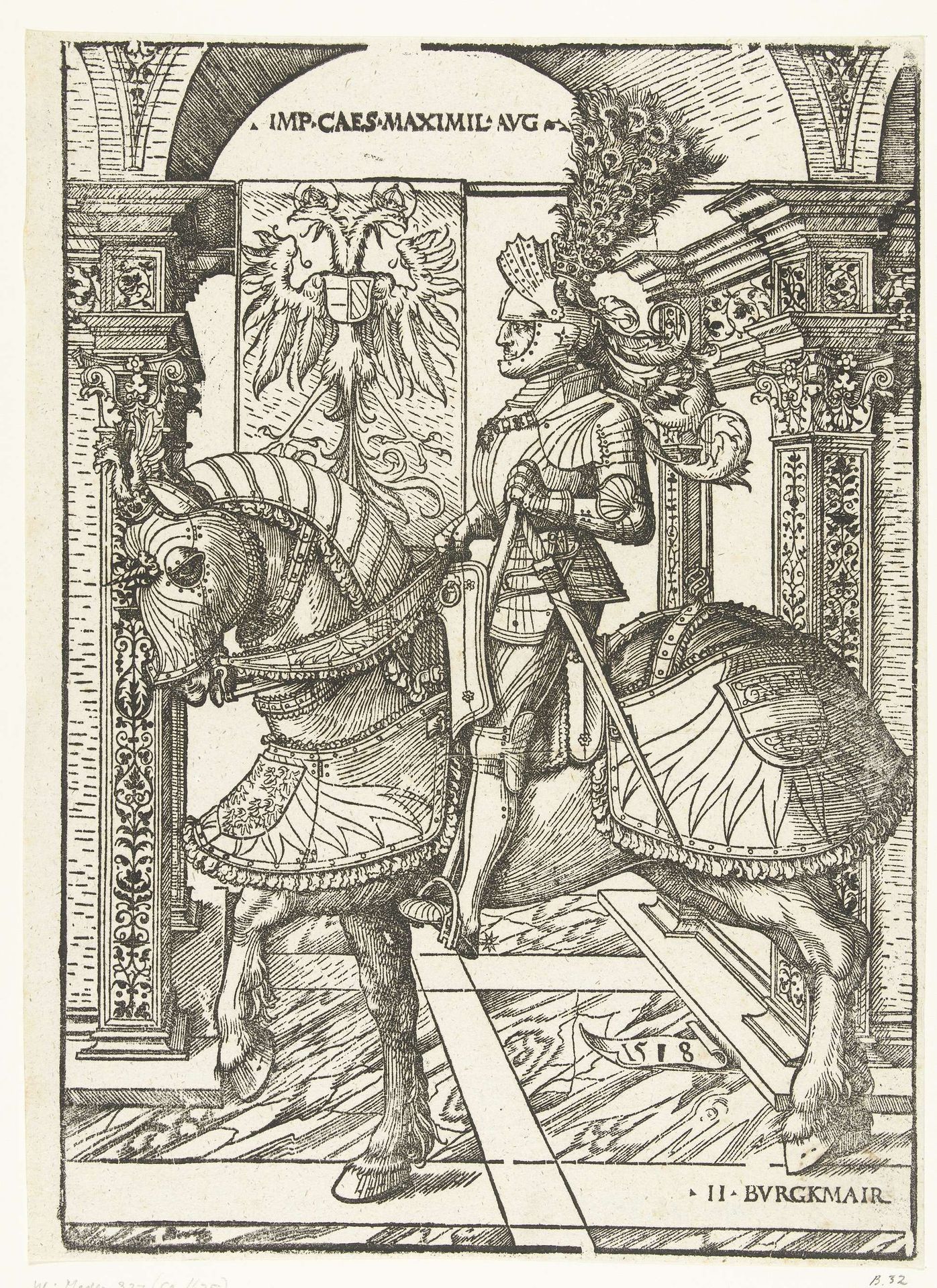 Ruiterportret van Keizer Maximiliaan by Hans Burgkmair