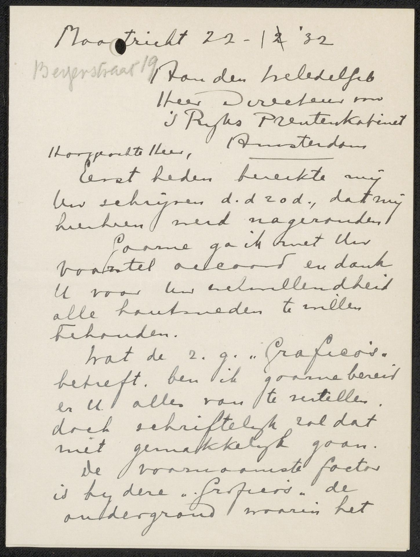 Brief aan jonkheer Hendrik Teding van Berkhout (1879-1969) by Henri Verstijnen