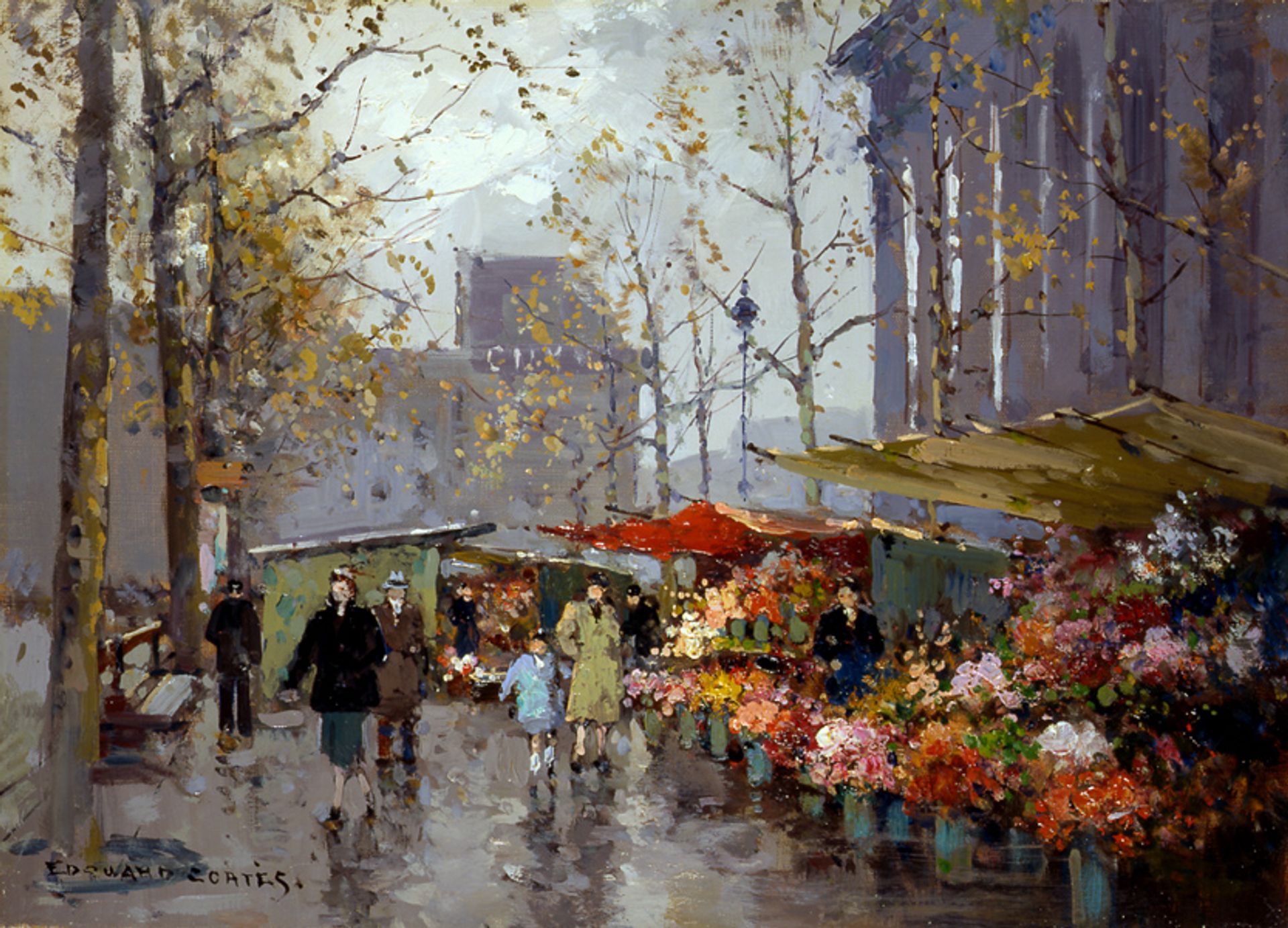 Flower Market At La Madeleine by Edouard Cortes