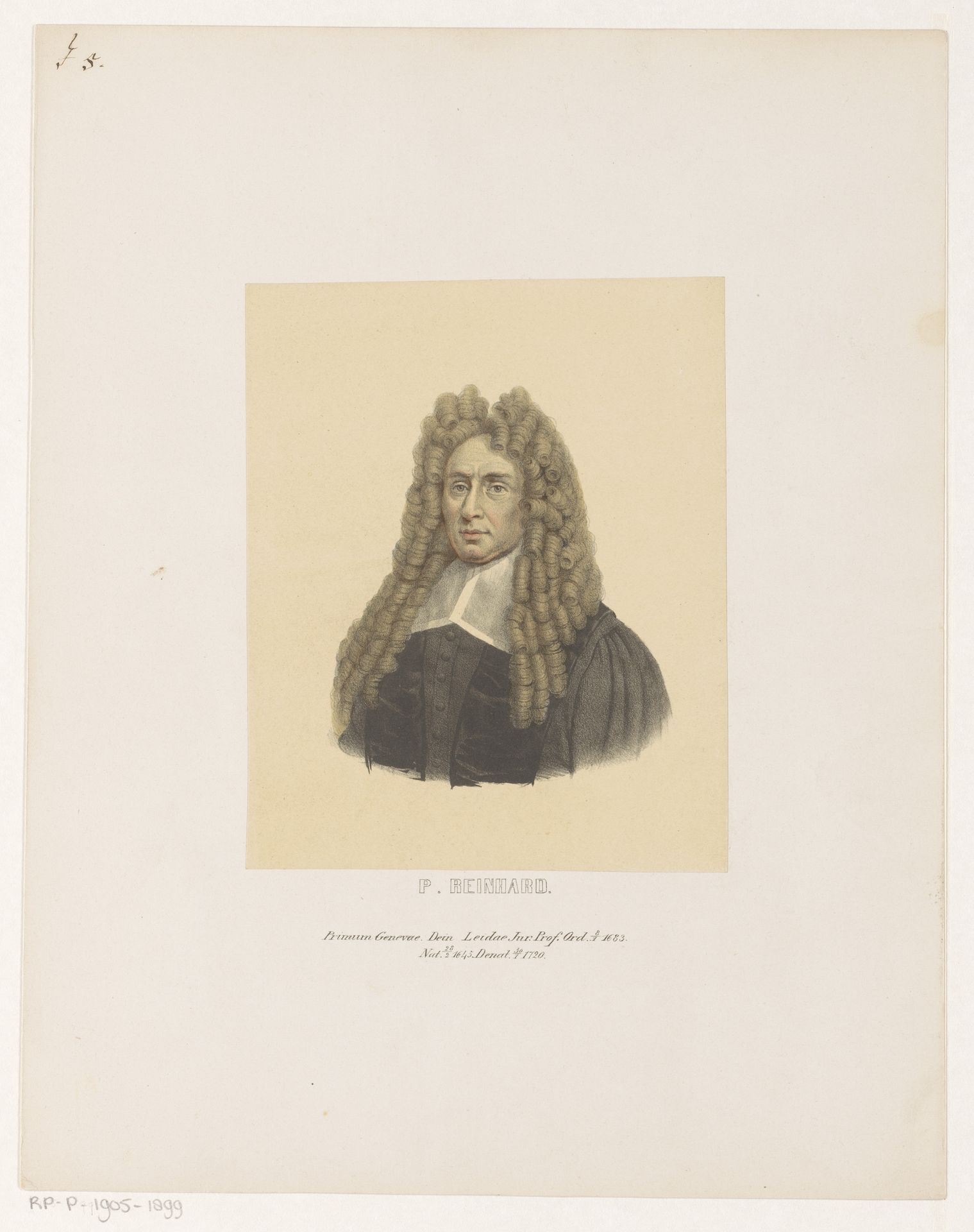 Portret van P. Reinhard by Leendert (I) Springer