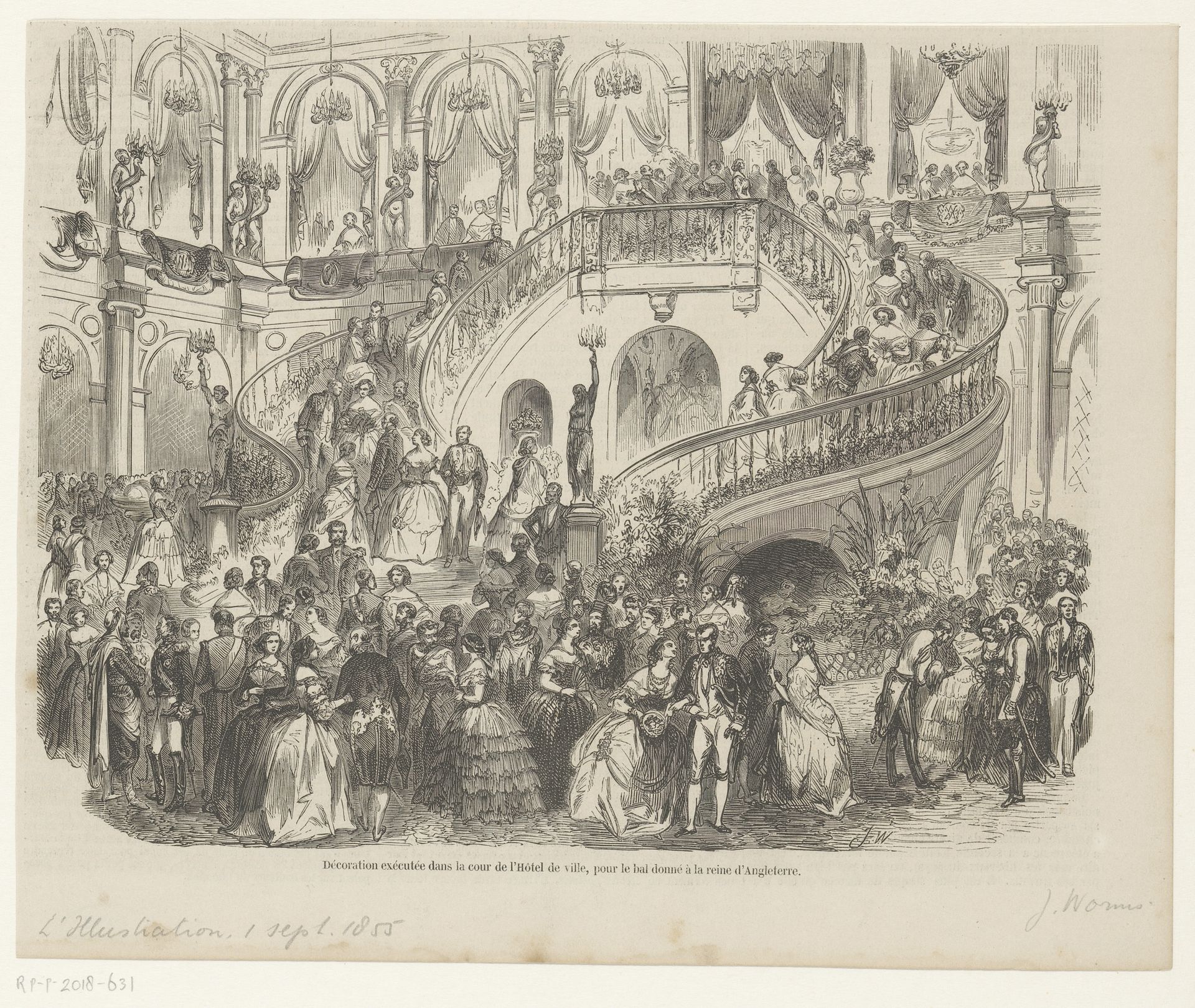 Hôtel de ville bij het bal aangericht ter ere van koningin Victoria, 1855 by Jules Worms