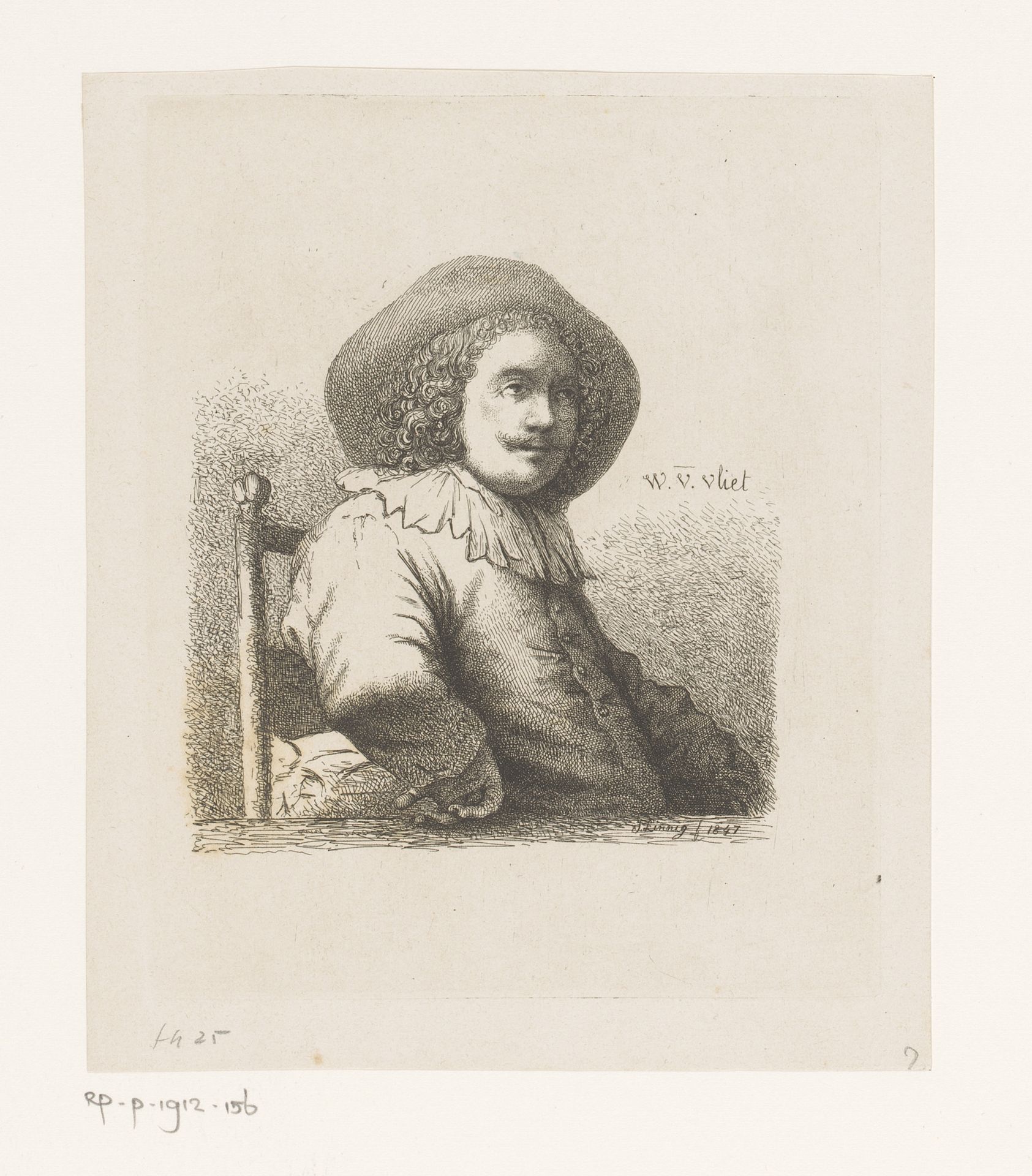 Portret van een onbekende man op een stoel by Jean Théodore Joseph Linnig