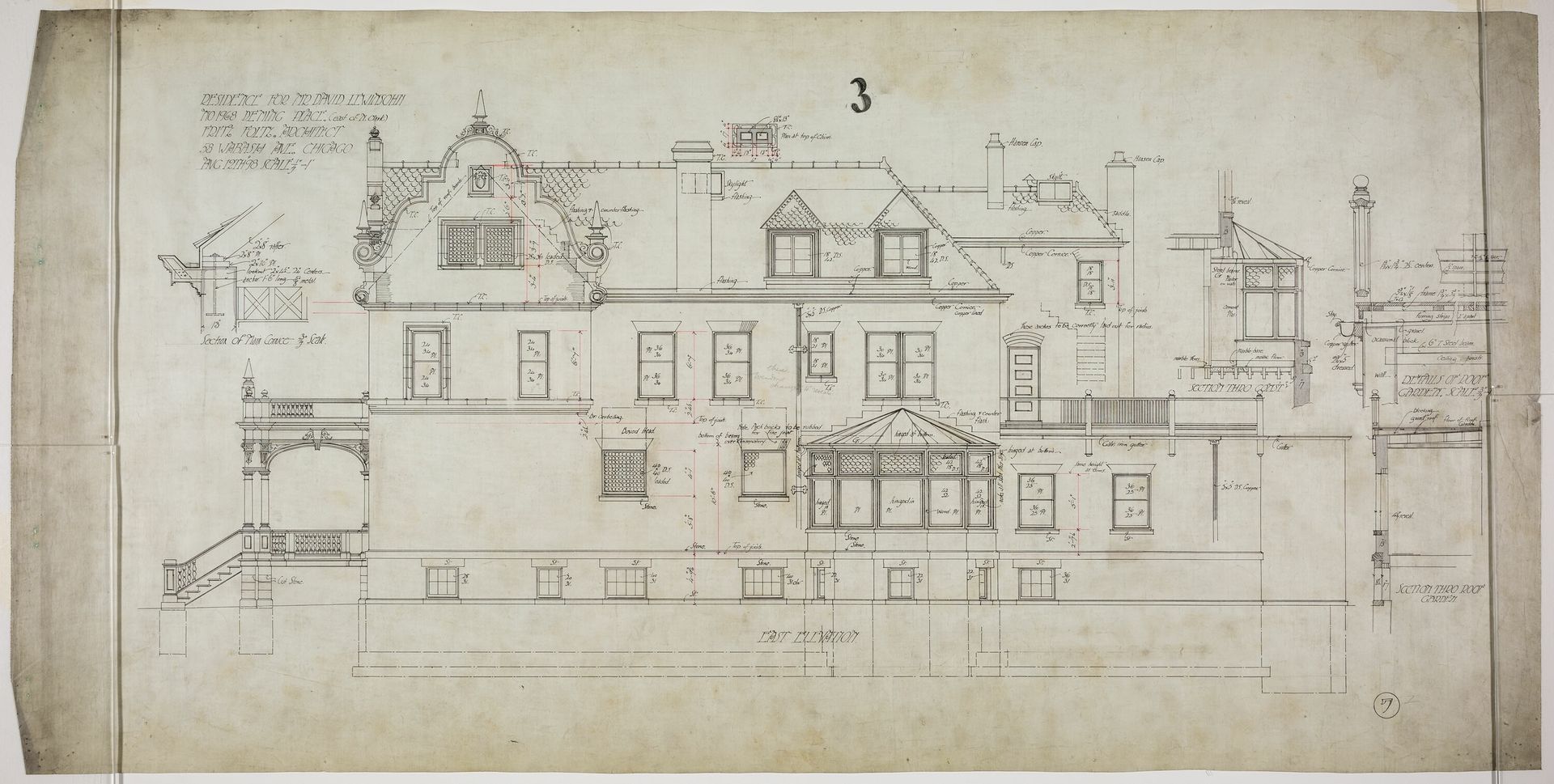 David Lewinsohn House, Chicago, Illinois, East Elevation by Fritz Frederick L. Foltz