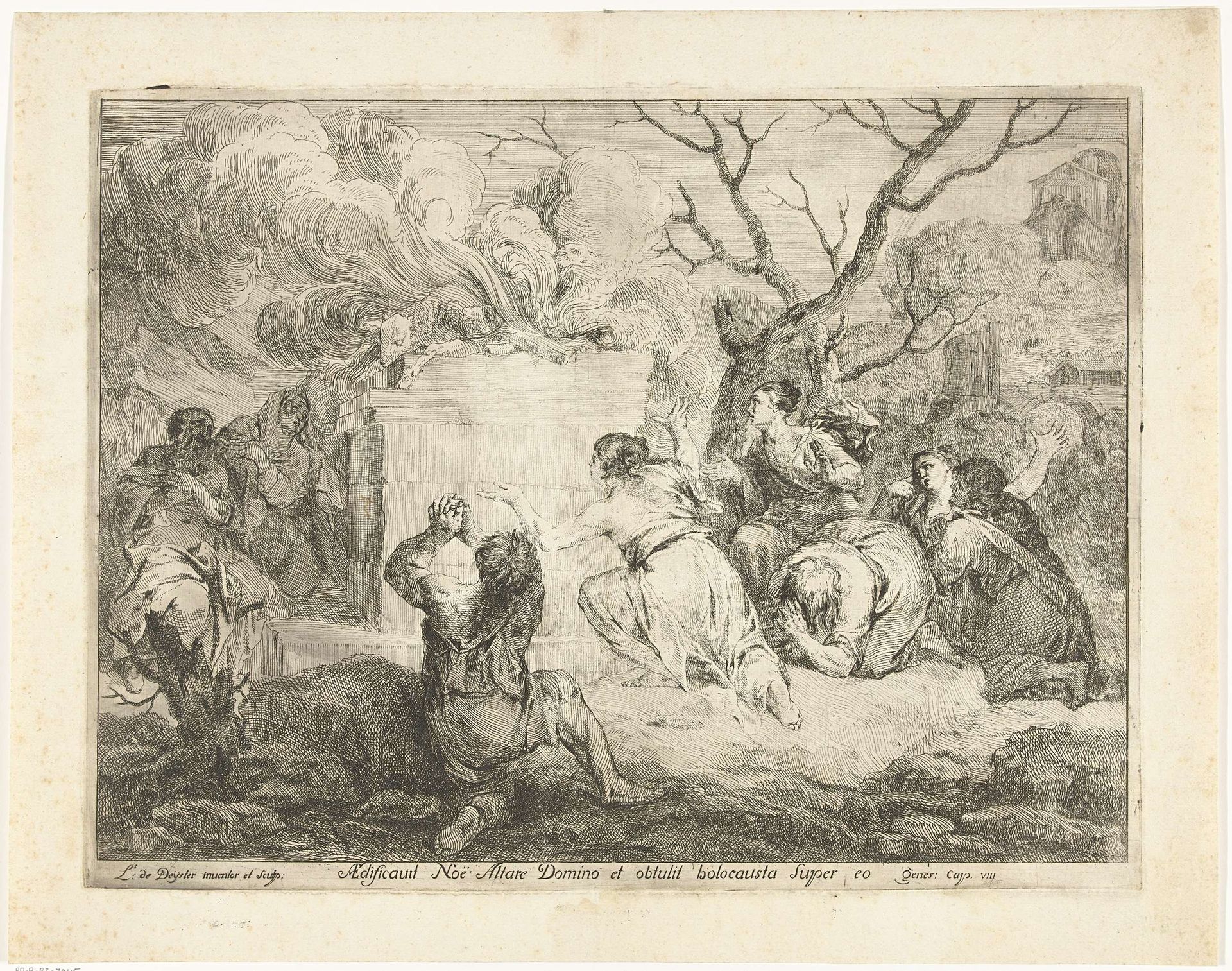 Offer van Noach na de zondvloed by Louis de Deyster