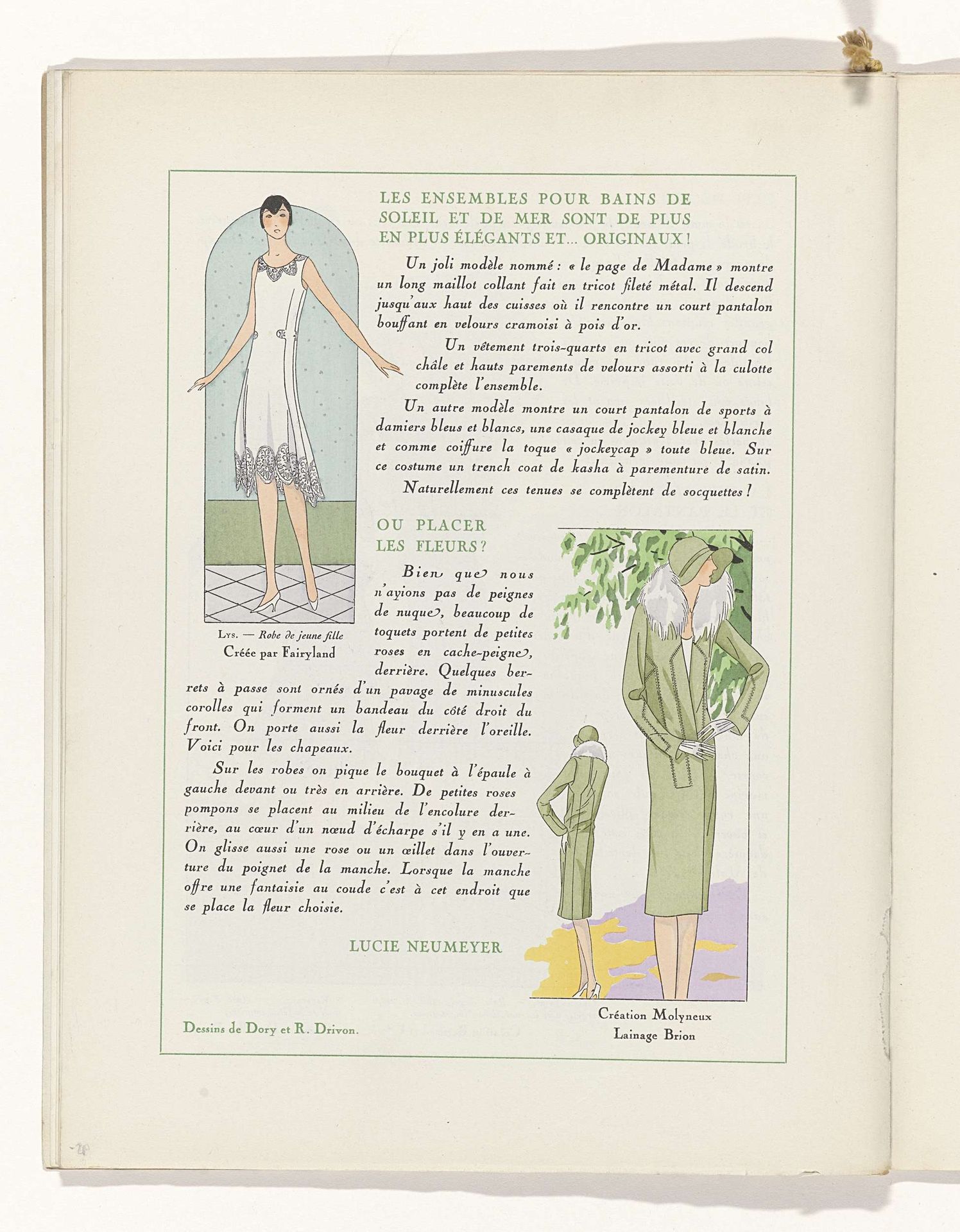 Art - Goût - Beauté, Feuillets de l' élégance féminine, Juin 1929, No. 106, 9e Année, p.21 by J. Dory