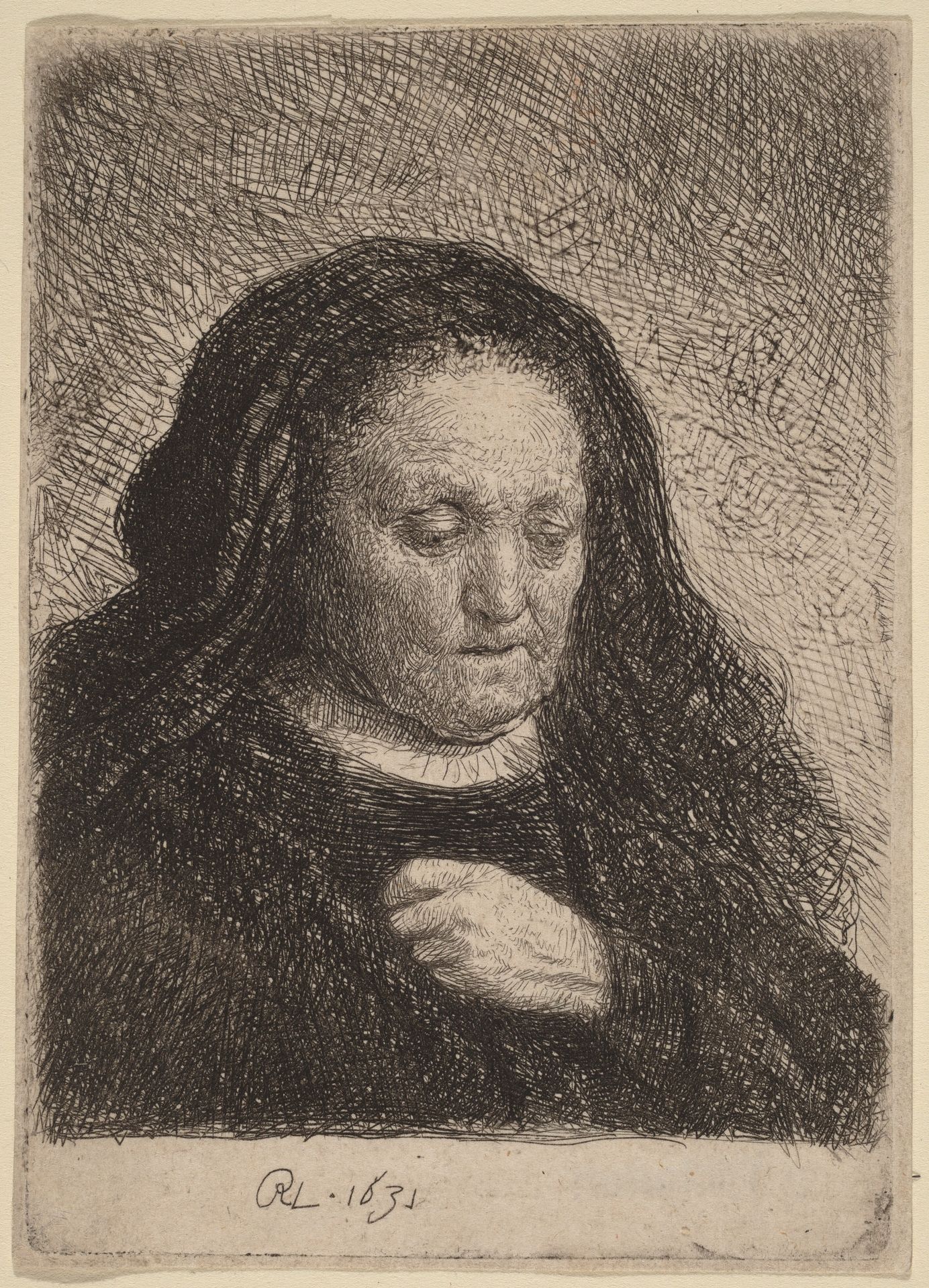 The Artist's Mother with Her Hand on Her Chest by Rembrandt van Rijn