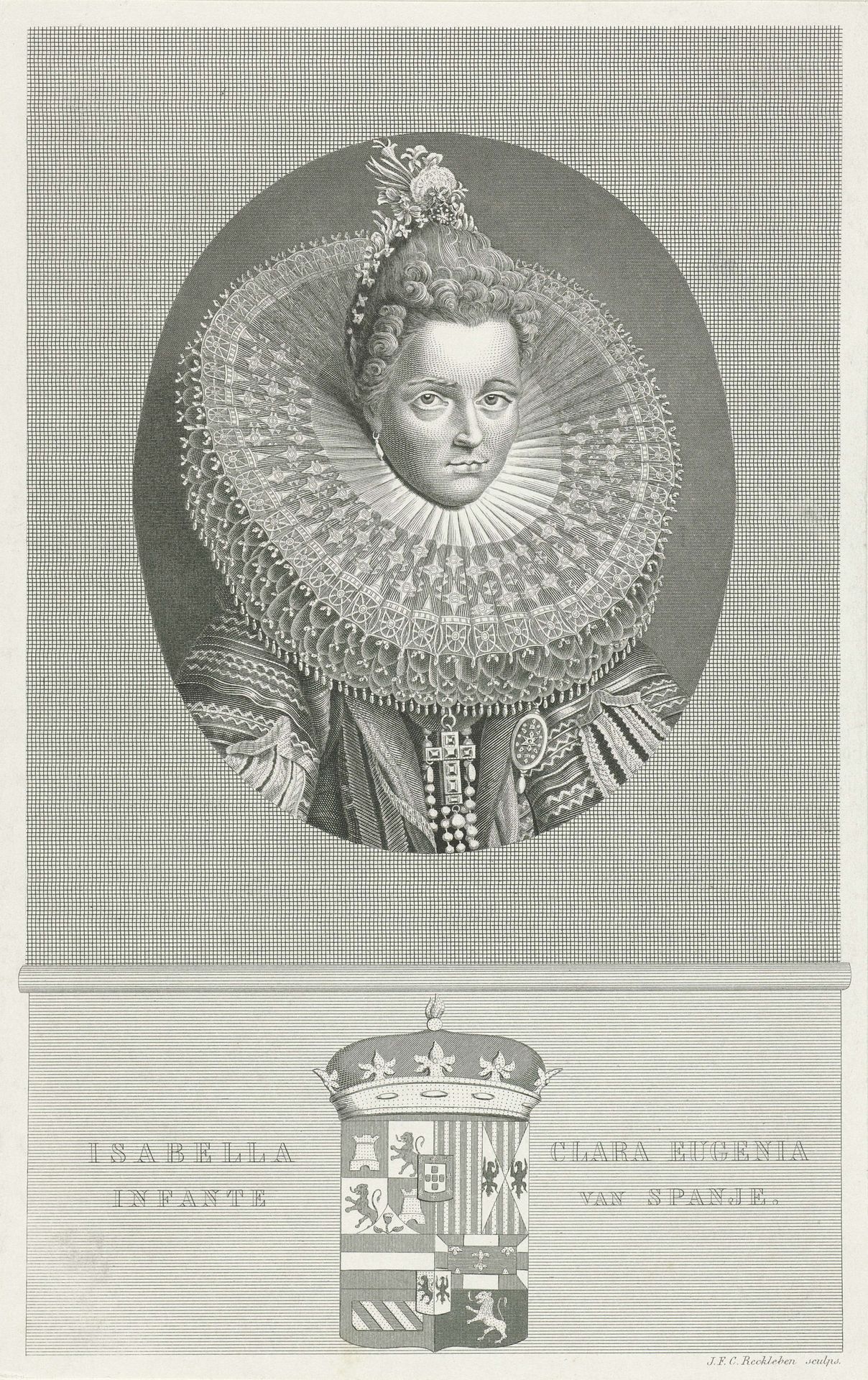 Portret van Isabella Clara Eugenia by Jan Frederik Christiaan Reckleben