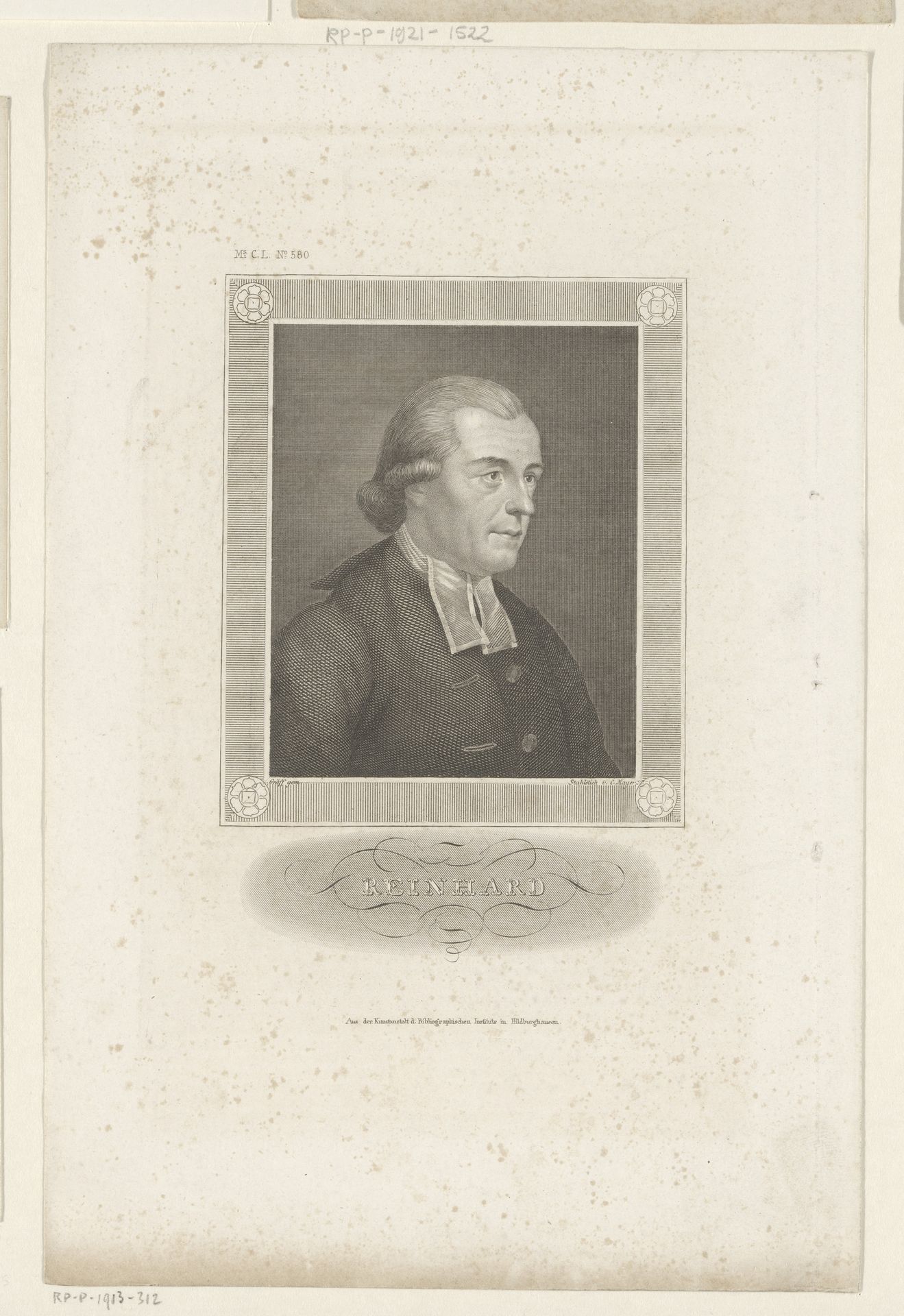 Portret van Franz Volkmar Reinhard by Carl Mayer