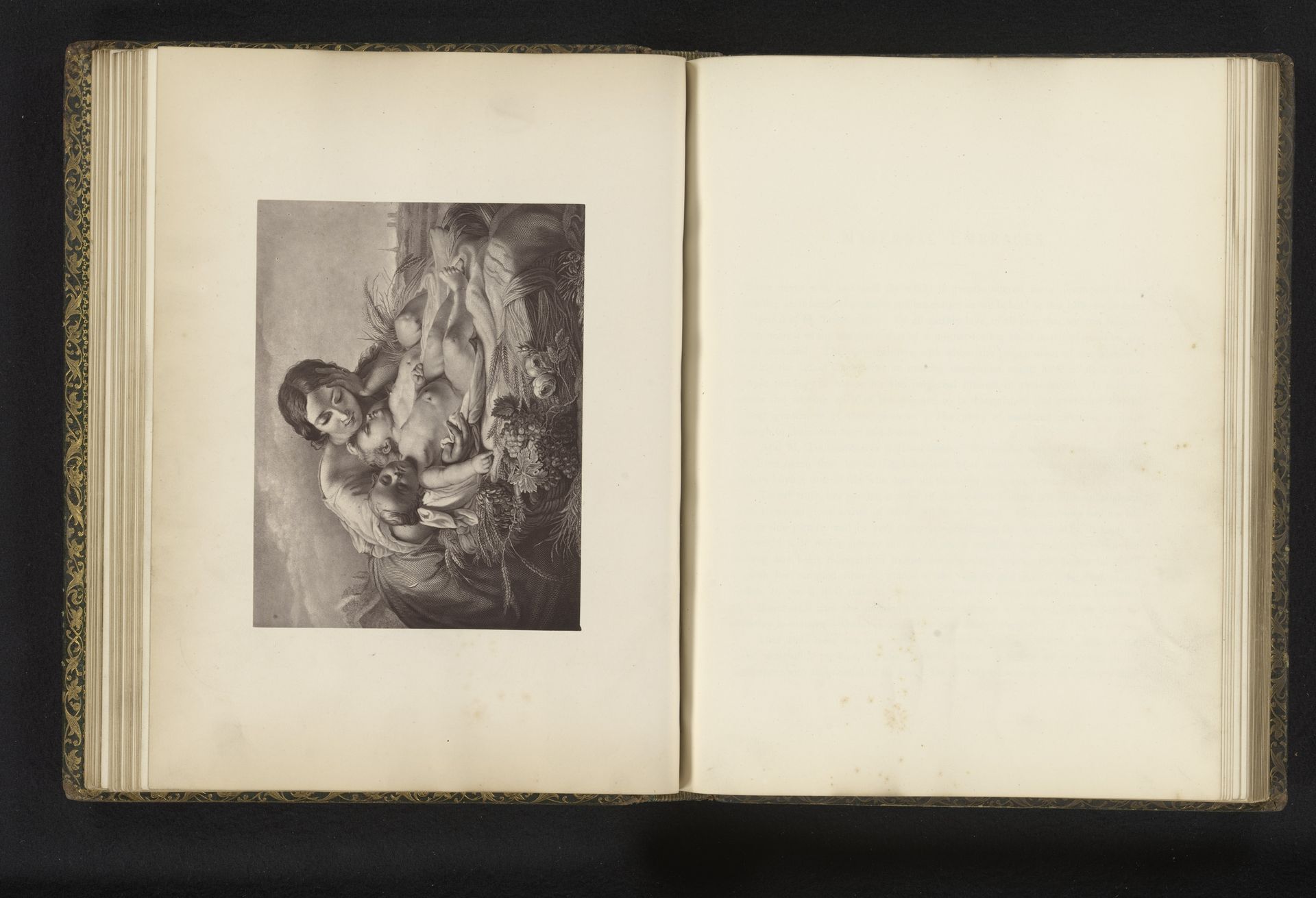 Fotoreproductie van een gravure naar het schilderij Maternal embraces door Auguste Toulmouche by Godfrey Wordsworth Turner