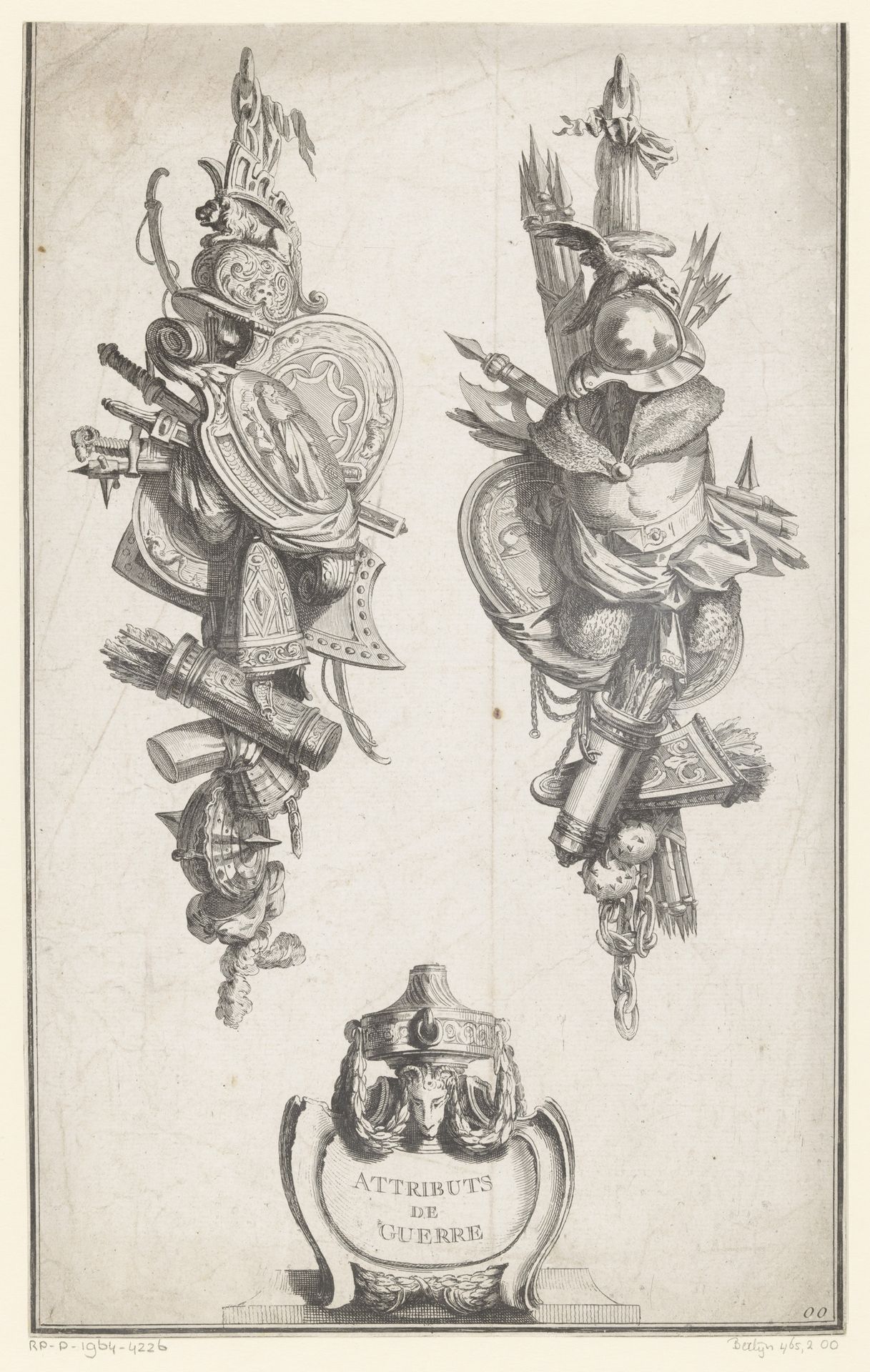 Trofeeën met schilden en harnas by Pierre François Tardieu