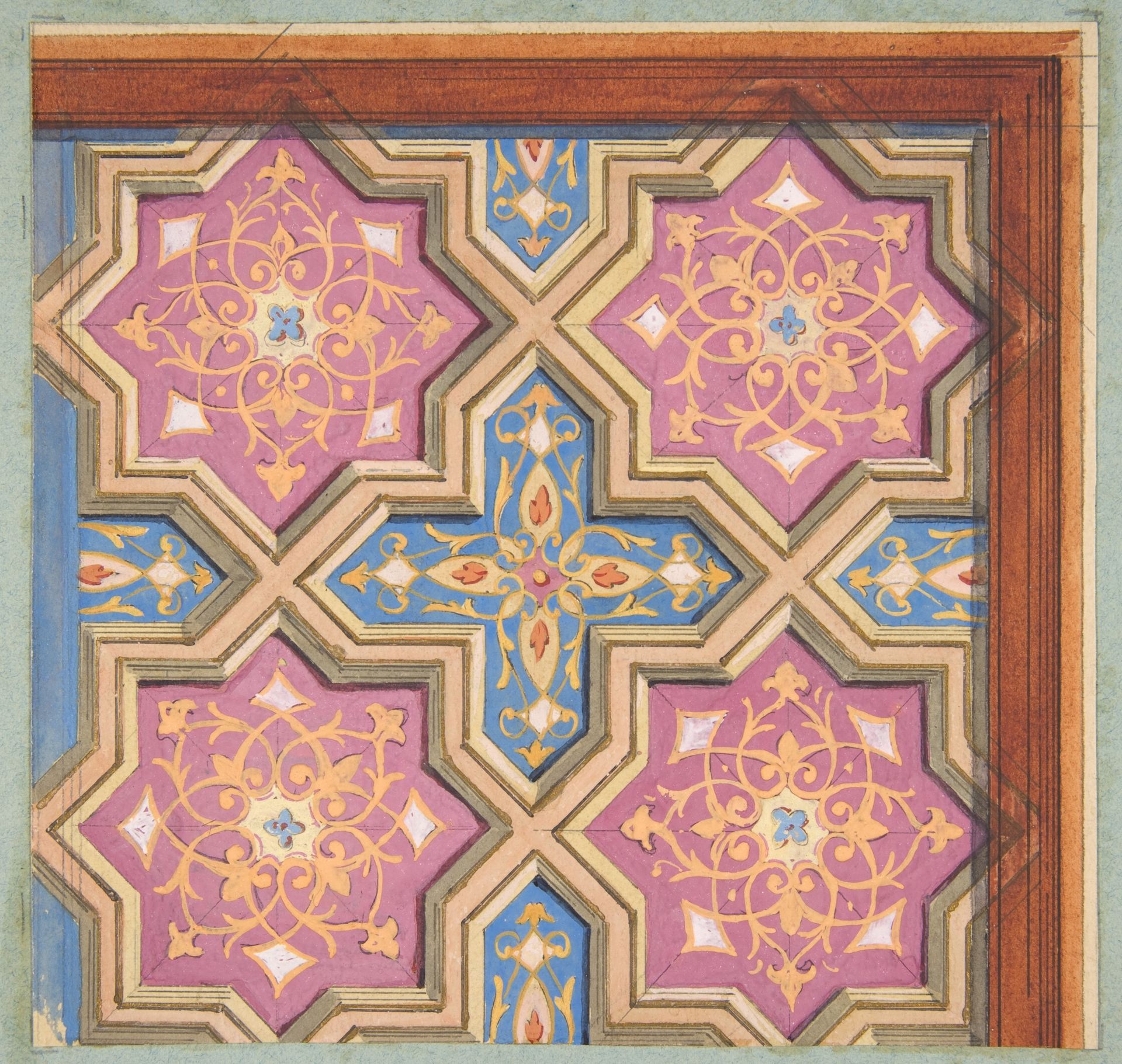 Partial design for the decoration of a ceiling by Jules-Edmond-Charles Lachaise