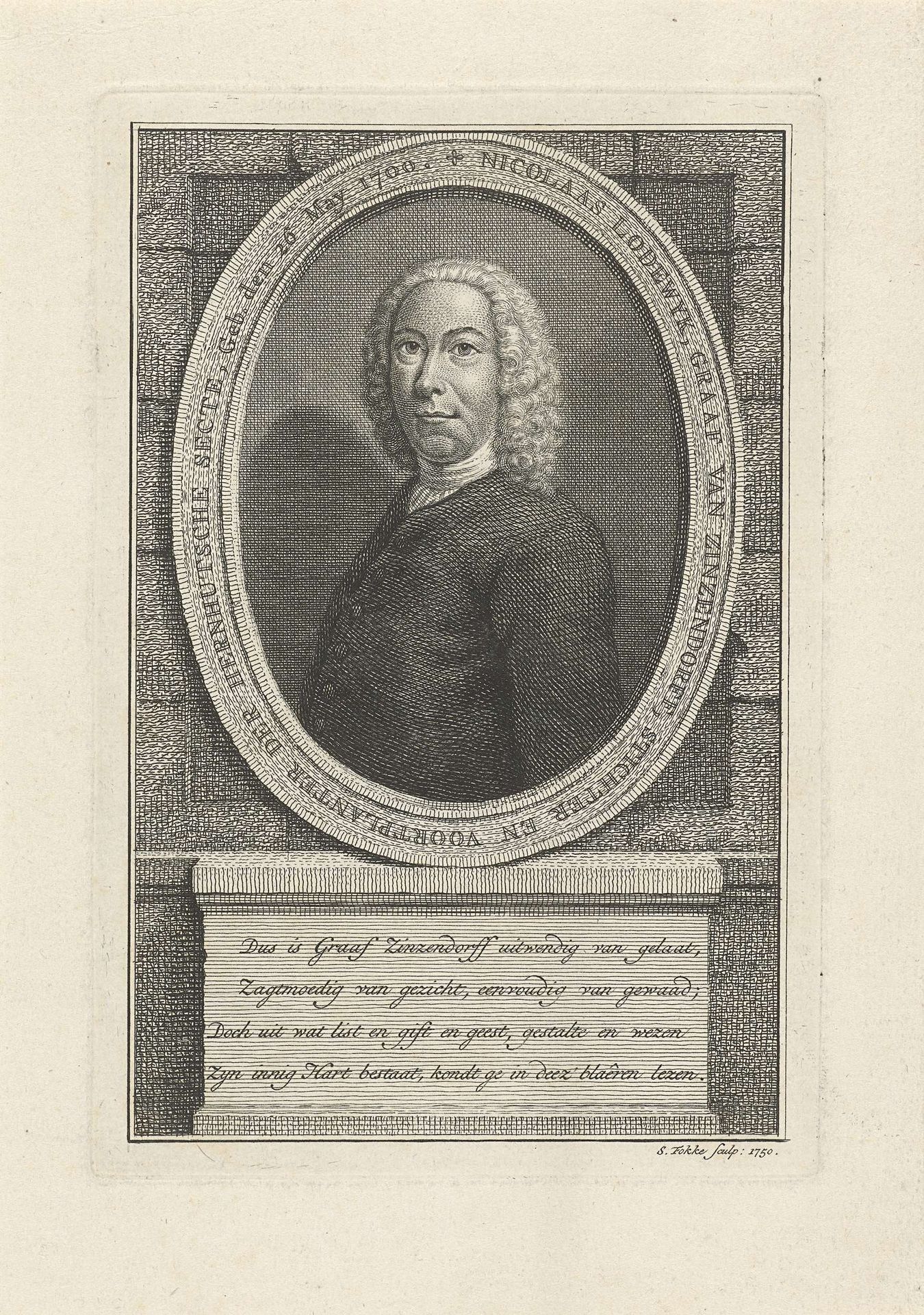 Portret van Nicolaas Lodewijk, Graaf van Zinzendorff by Simon Fokke