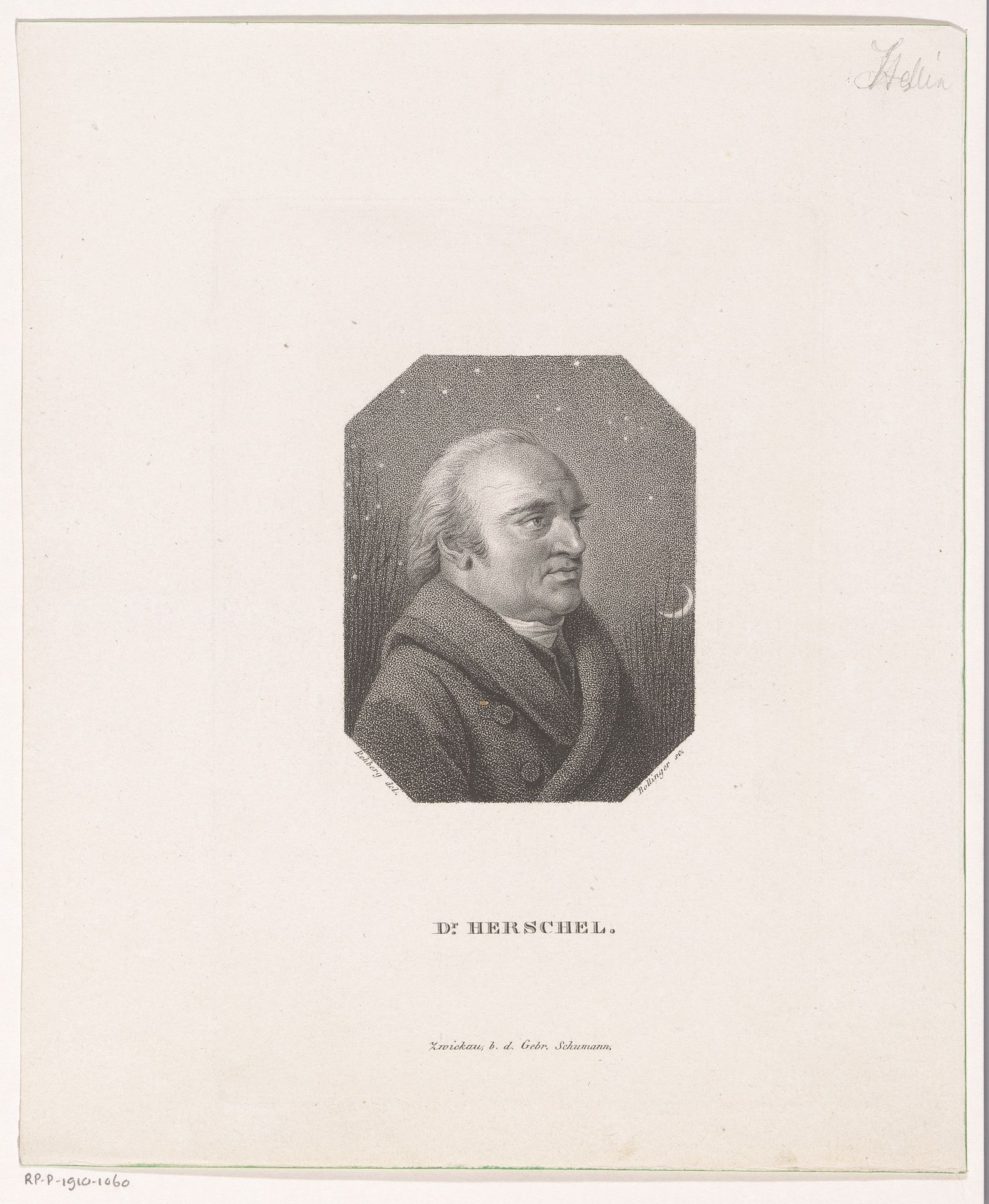 Portret van Frederick William Herschel by Friedrich Wilhelm Bollinger
