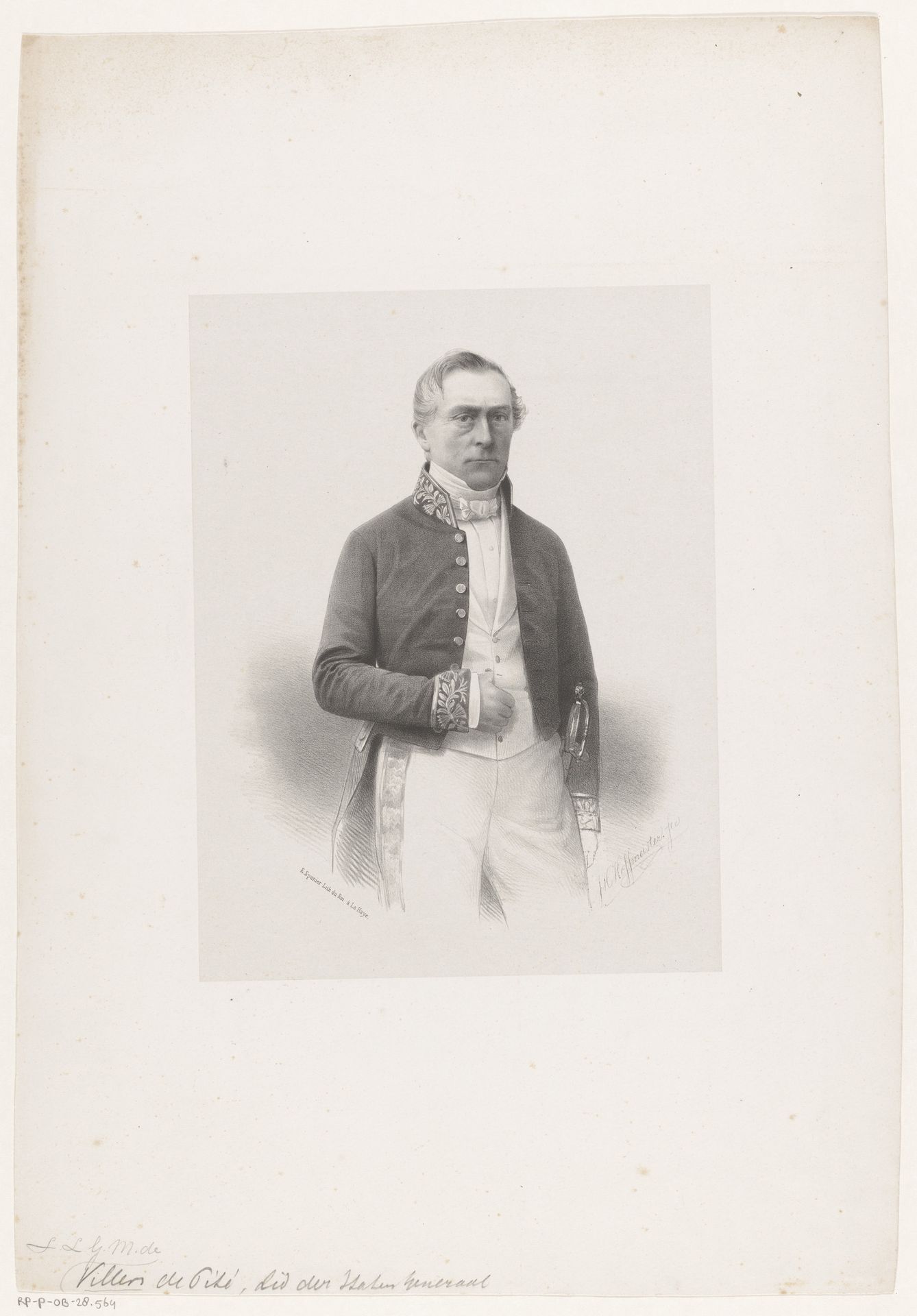 Portret van Louis Libert Guillaume Marie de Villers de Pité by Johan Hendrik Hoffmeister