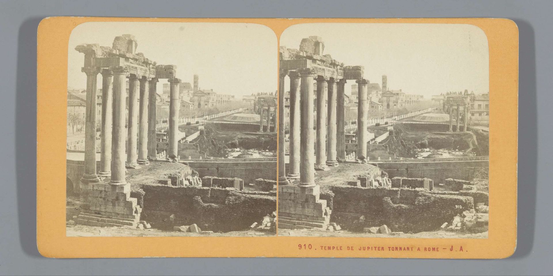 Gezicht op de Tempel van Saturnus in Rome by Jean Andrieu