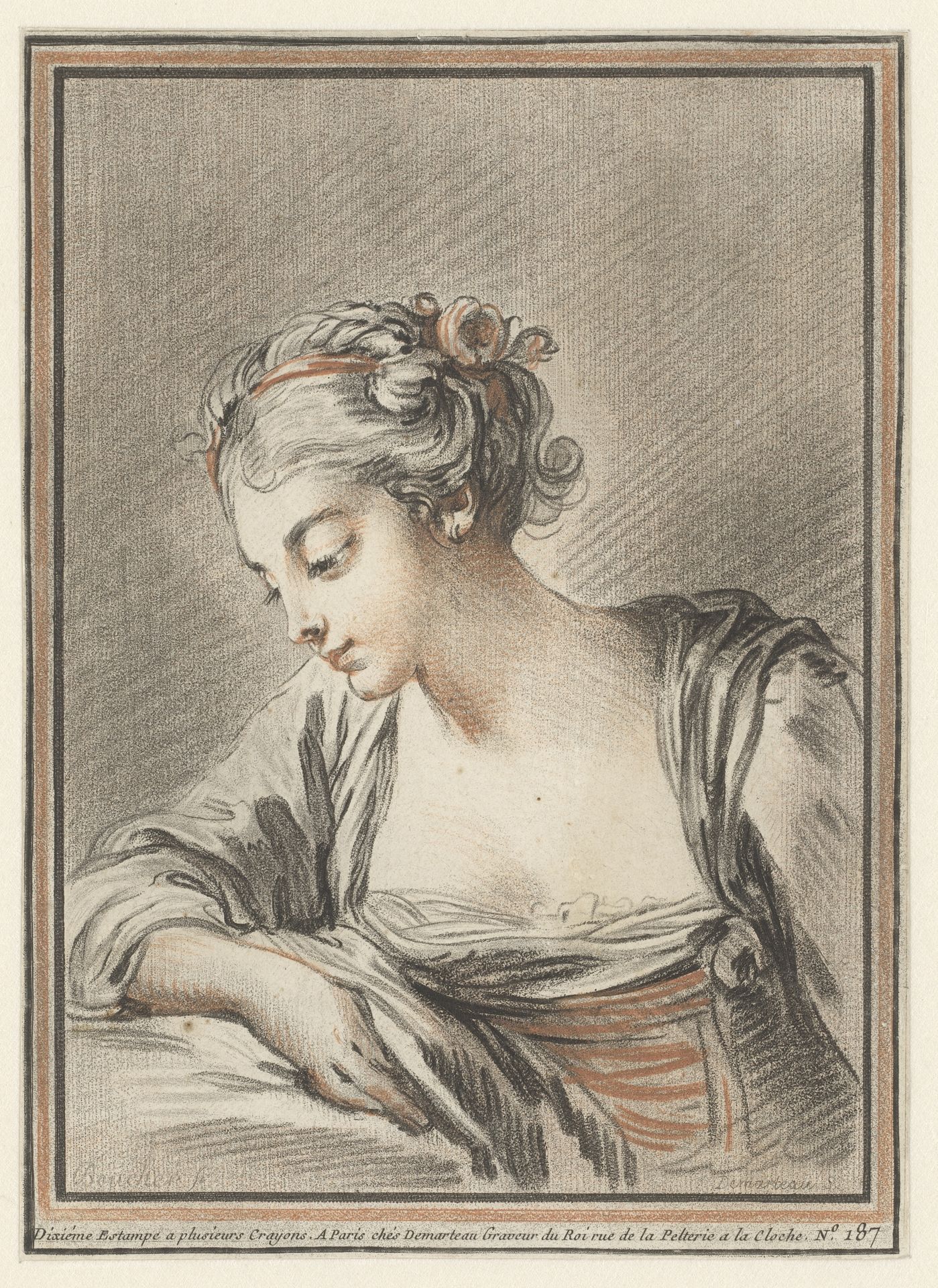 Portret van een jonge vrouw by Gilles Demarteau