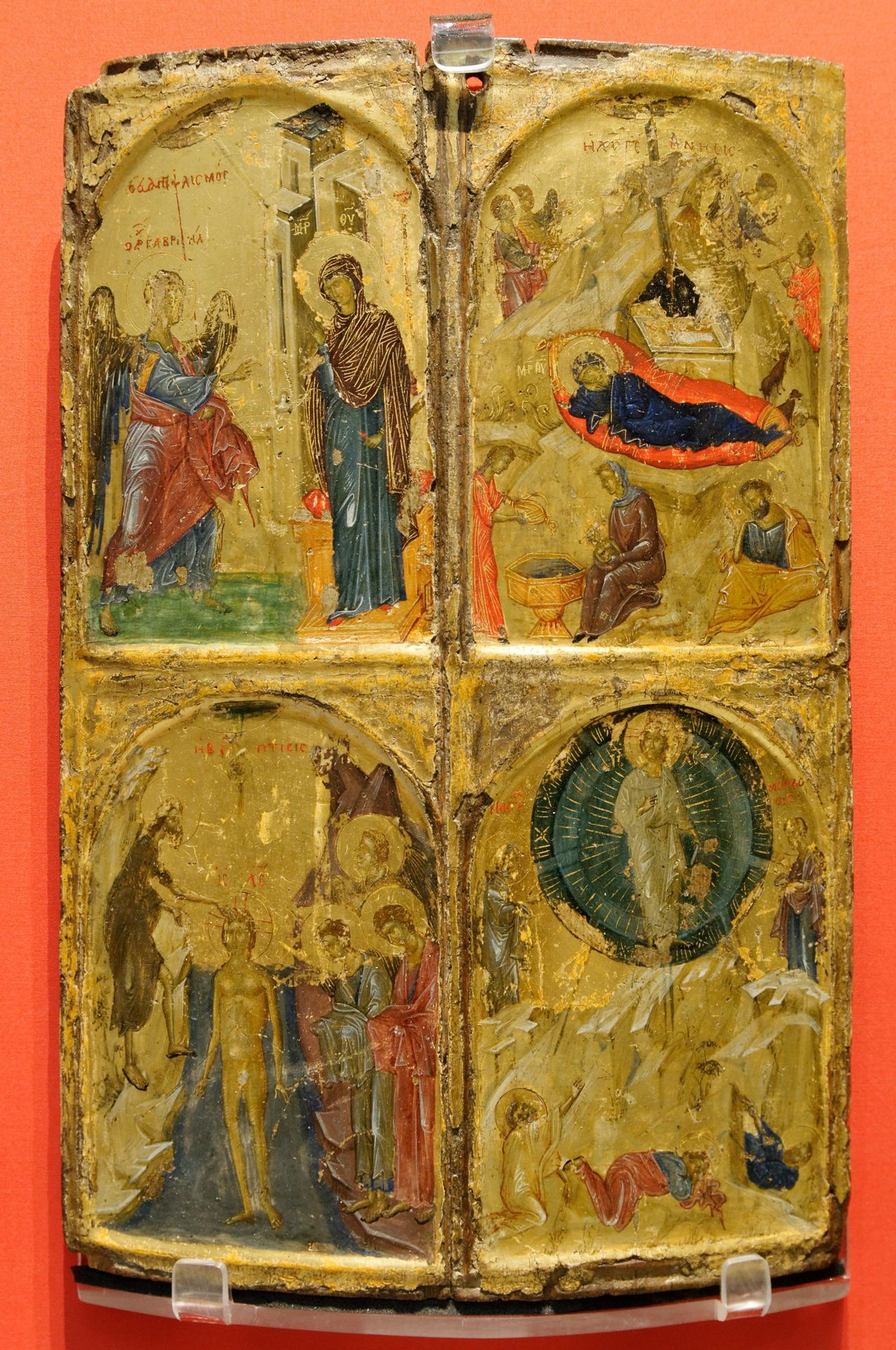 The Annunciation (top left), the Nativity (top right), Christ's Baptism (bottom left), and the Transfiguration (bottom right) by Orthodox Icons