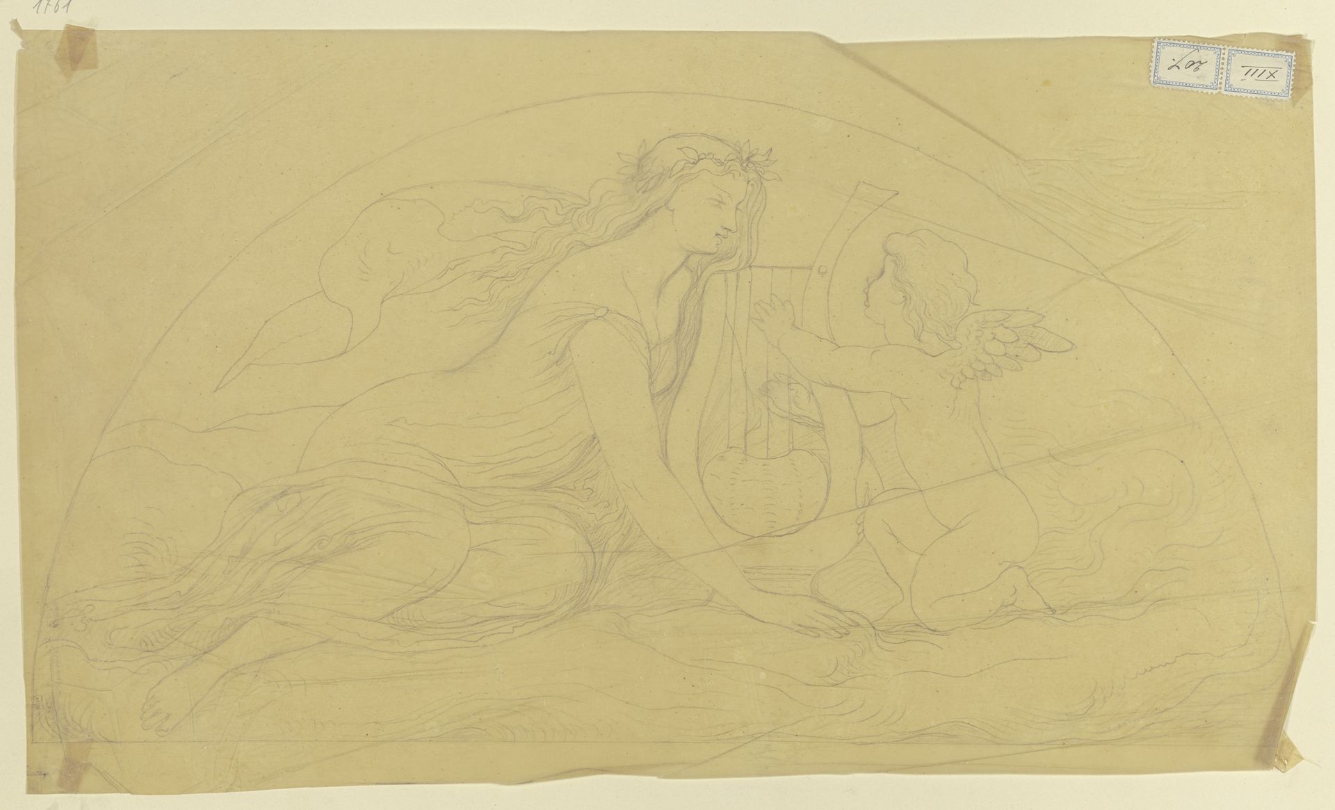 Frau mit Leier spielendem Putto by Victor Müller